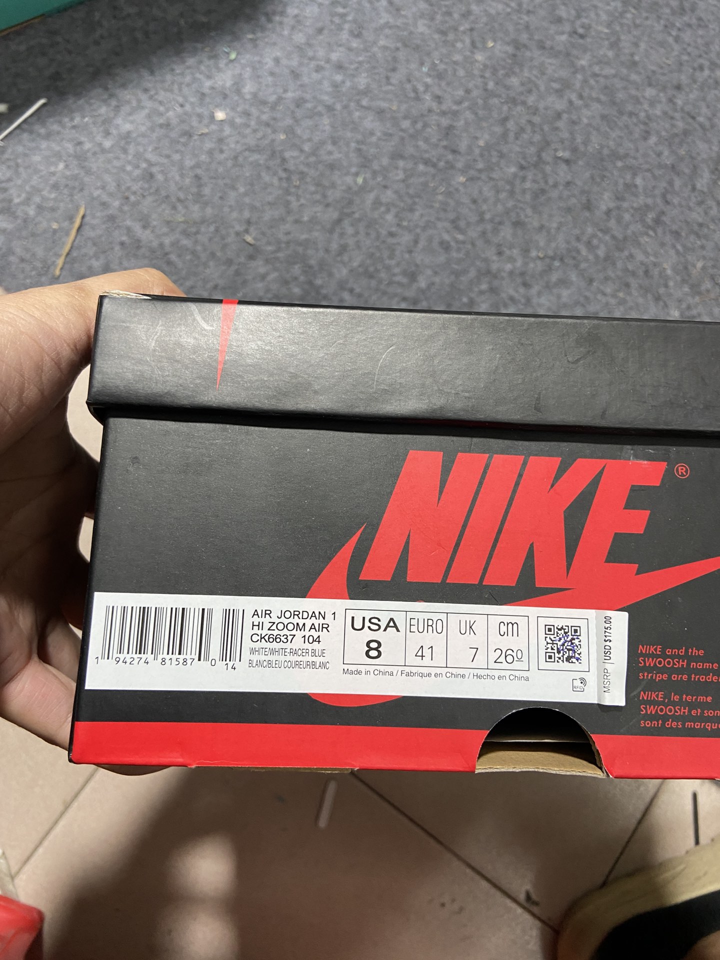 福利特价AirJordan1ZoomR2TAJ1白灰白蓝漆皮渐变底DIORCK6637-104aj1小迪