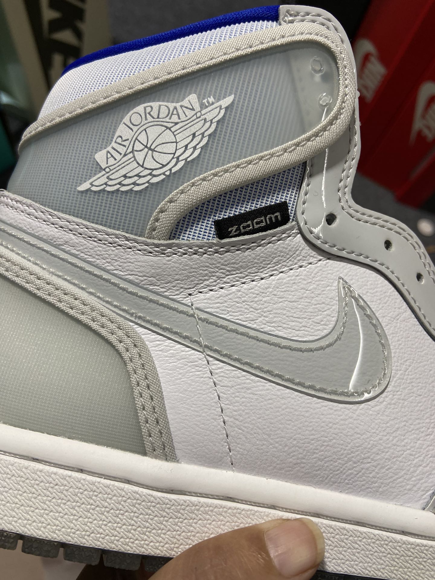 福利特价AirJordan1ZoomR2TAJ1白灰白蓝漆皮渐变底DIORCK6637-104aj1小迪