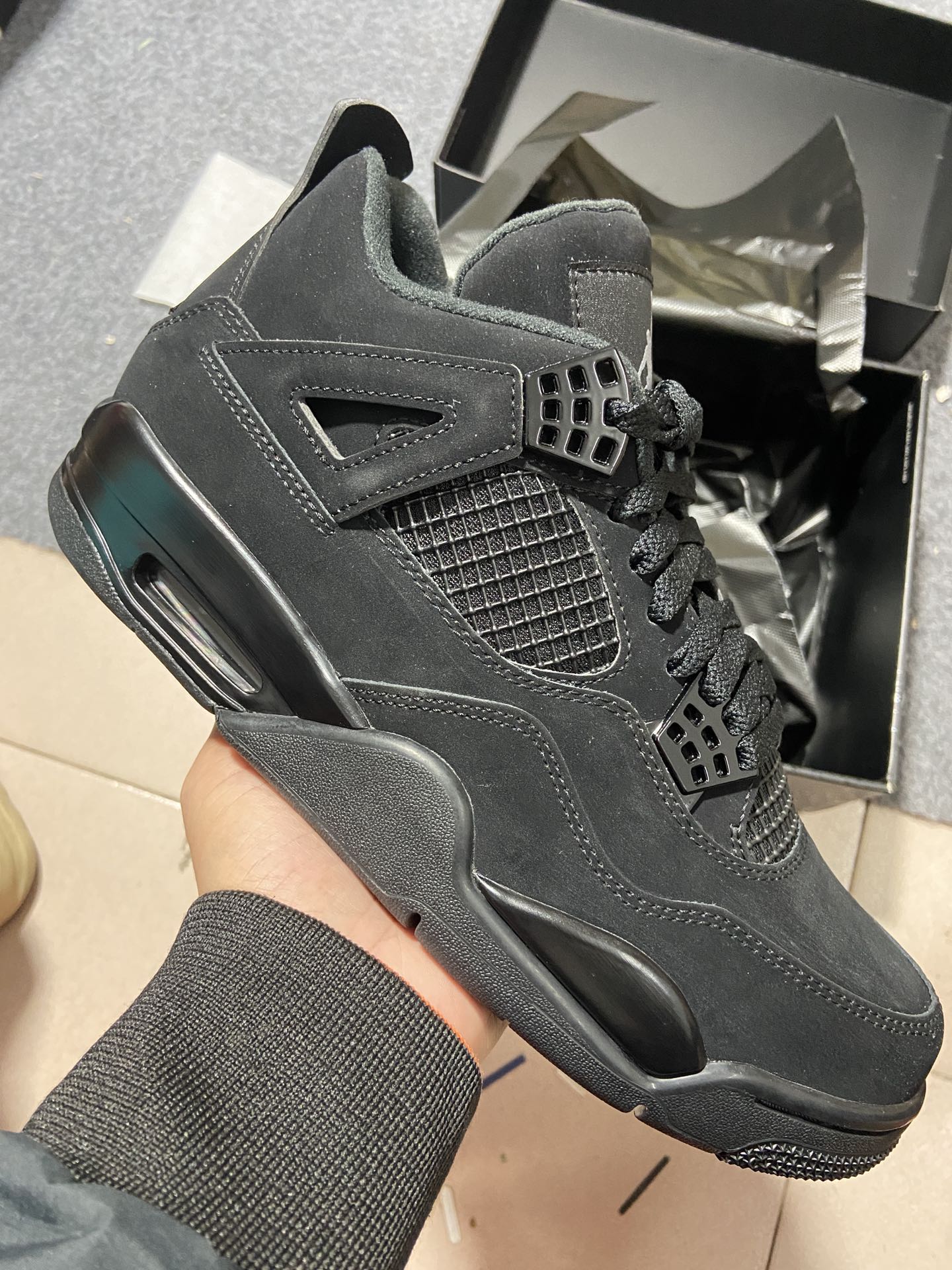 AJ4黑猫尺码:40.5-48.5福利特价-AirJordan4RetroBlackCat黑猫麂皮黑武士