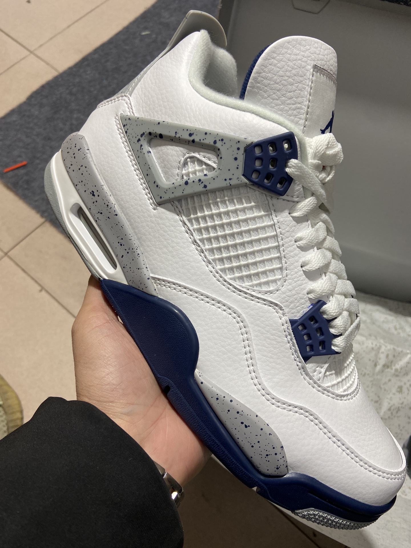 AJ4午夜蓝尺码:40-47纯原出品-AirJordan4AJ4白蓝午夜蓝泼墨复古篮球鞋DH6927-1