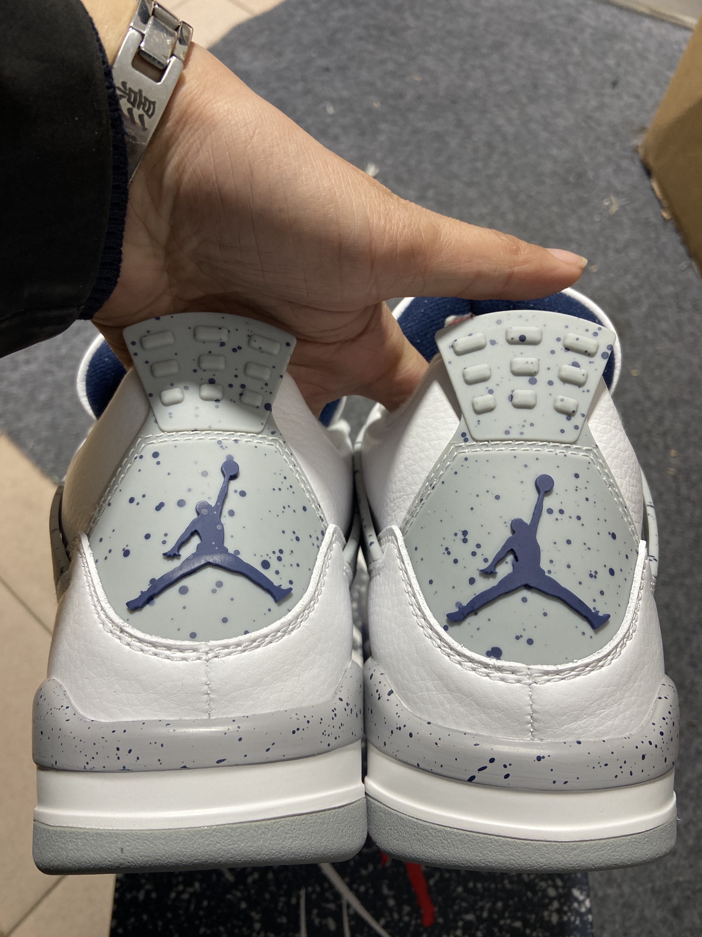 AJ4午夜蓝尺码:40-47纯原出品-AirJordan4AJ4白蓝午夜蓝泼墨复古篮球鞋DH6927-1