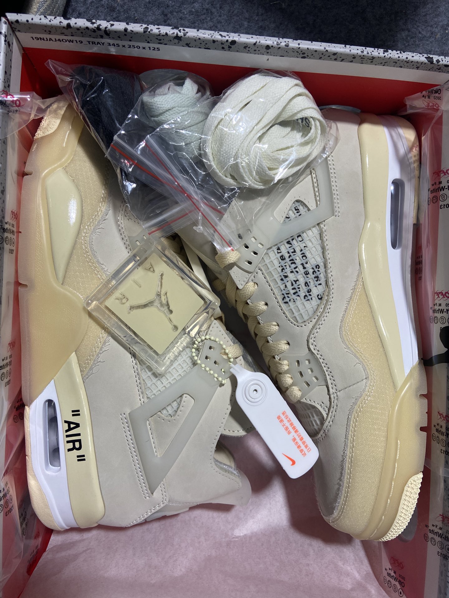 AJ4白帆尺码:36-47.5总裁PK版出品-AirJordan4OffWhiteAJ4乔4OW联名透明