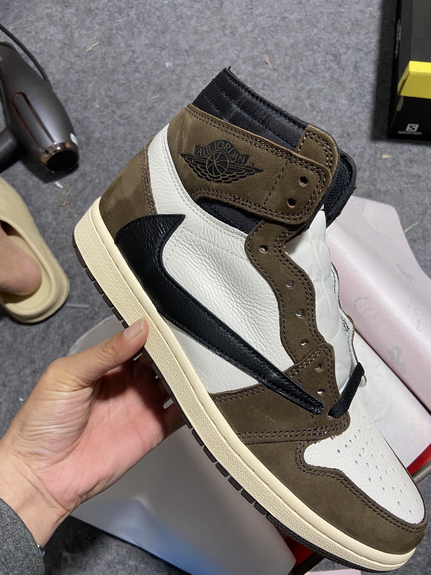 AJ1深棕倒钩高帮鞋码36-47.5总裁R版出品-AirJordan1TravisScottAJ1TS深