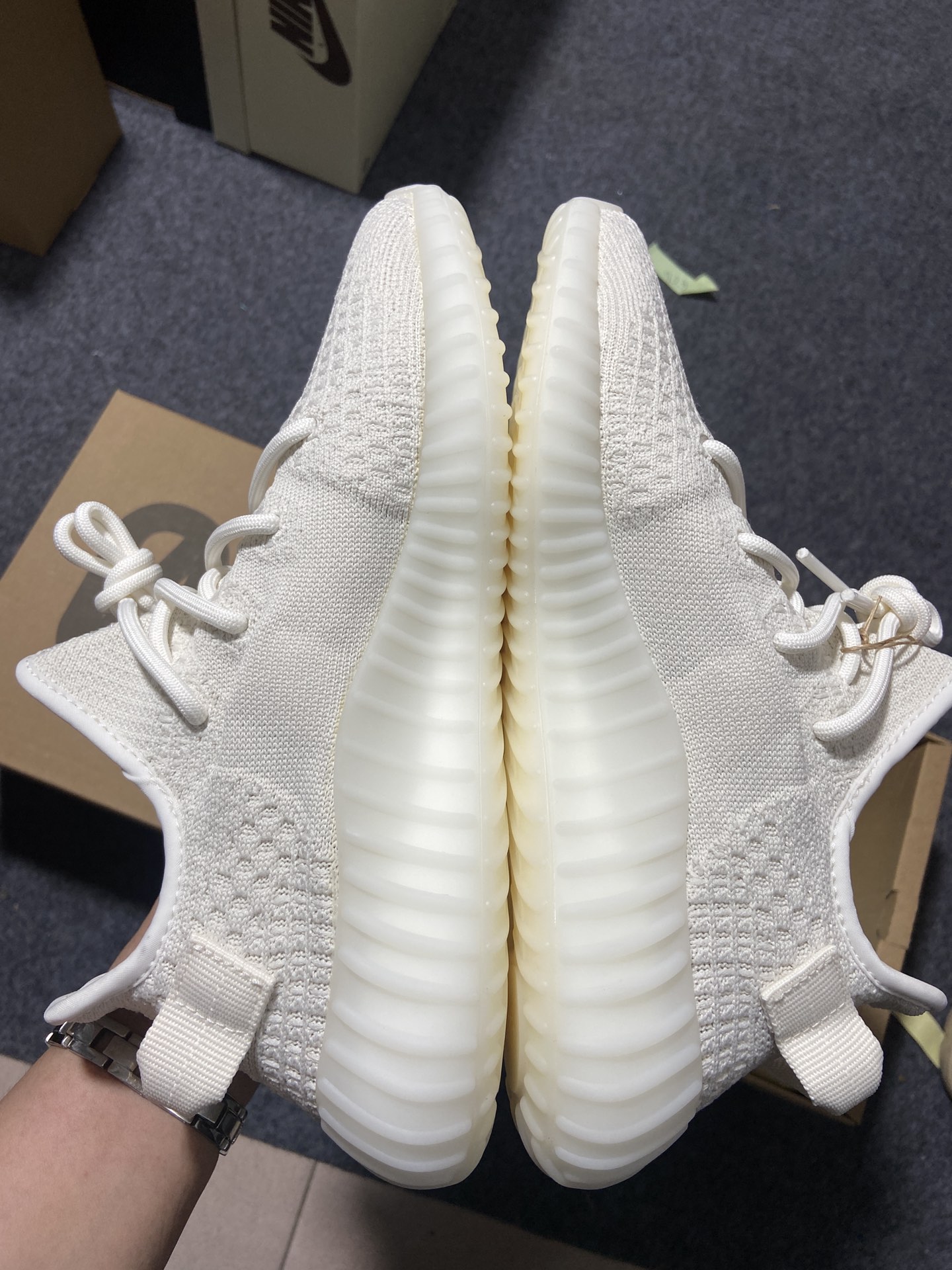 Yeezy350纯白侧透鞋码36-48纯原-巴斯夫-YeezyBoost350V2“PureOat”纯白