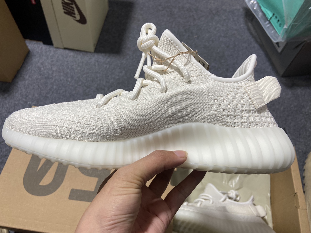 Yeezy350纯白侧透鞋码36-48纯原-巴斯夫-YeezyBoost350V2“PureOat”纯白