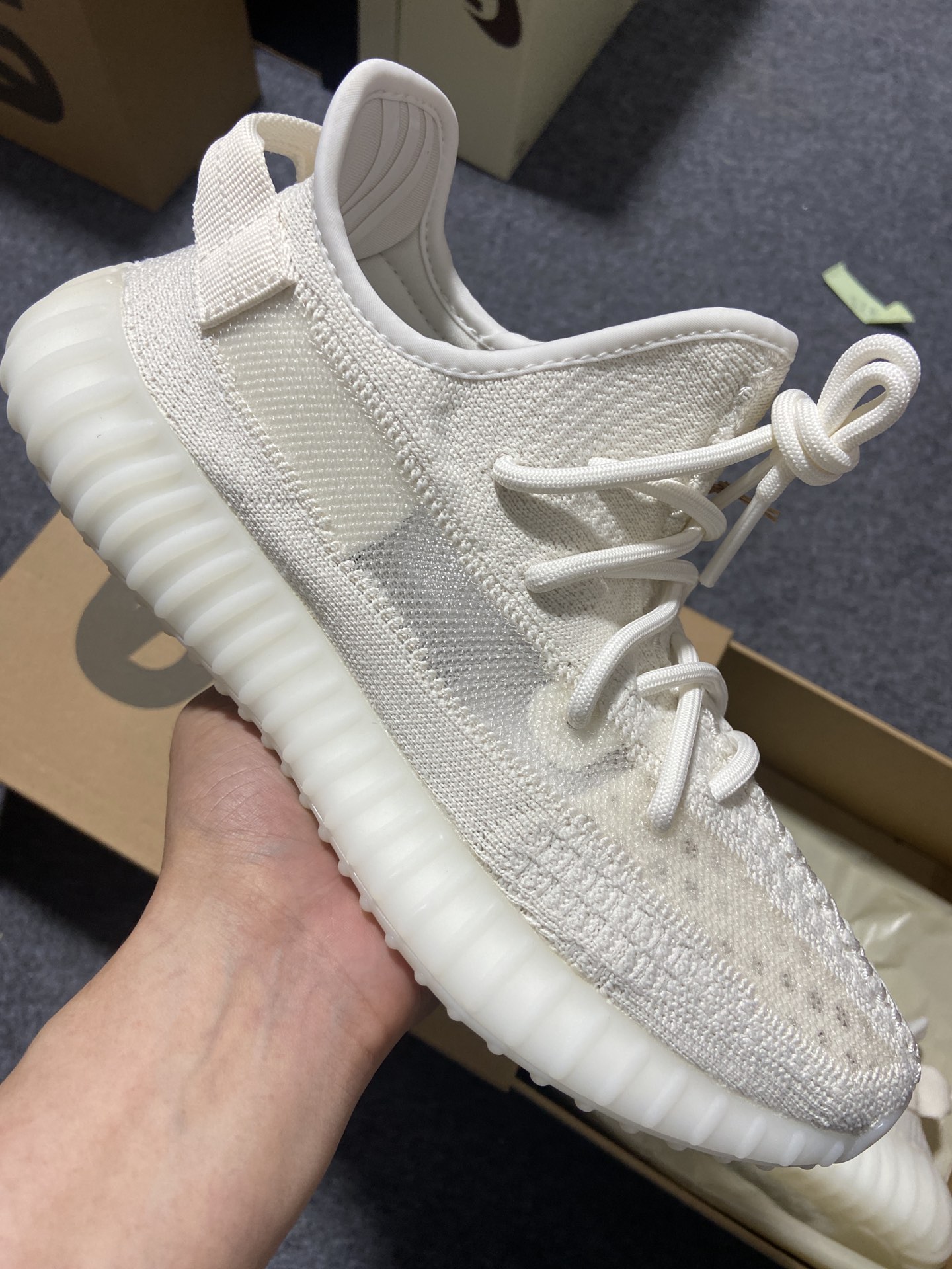 Yeezy350纯白侧透鞋码36-48纯原-巴斯夫-YeezyBoost350V2“PureOat”纯白