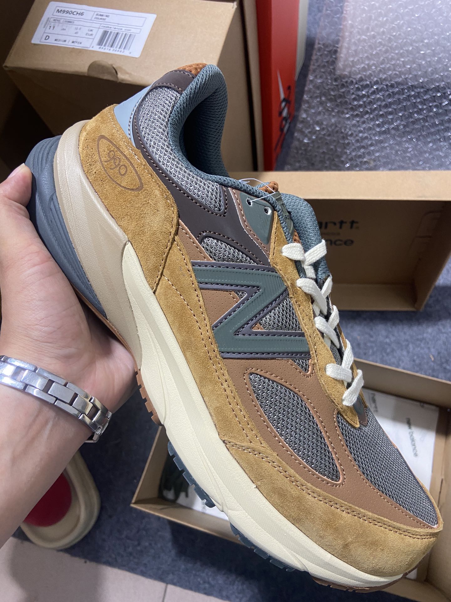 CarharttWIPxNewBalanceM990CH6新百伦NB990V6第六代总统复古慢跑鞋联名卡