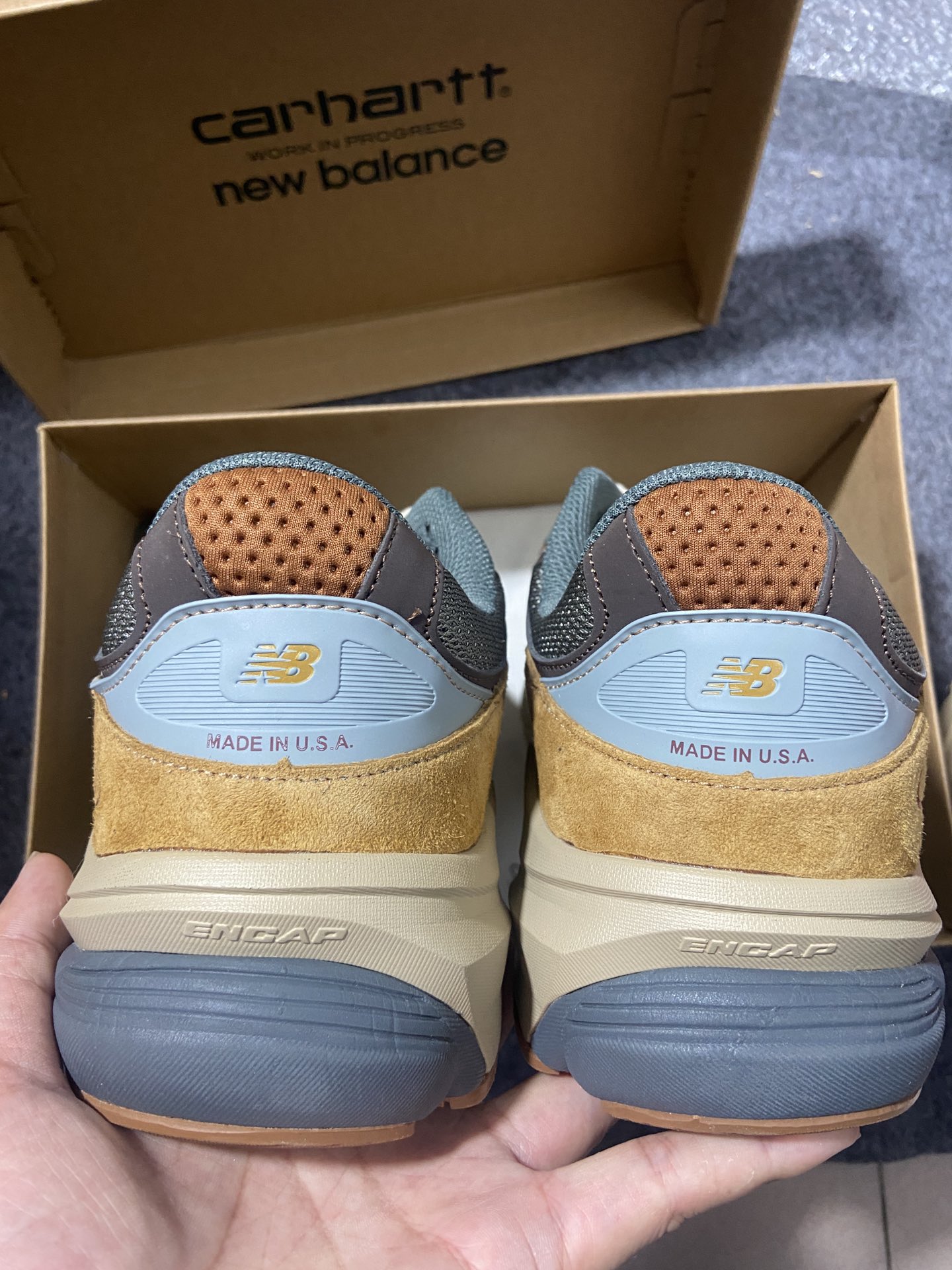 CarharttWIPxNewBalanceM990CH6新百伦NB990V6第六代总统复古慢跑鞋联名卡