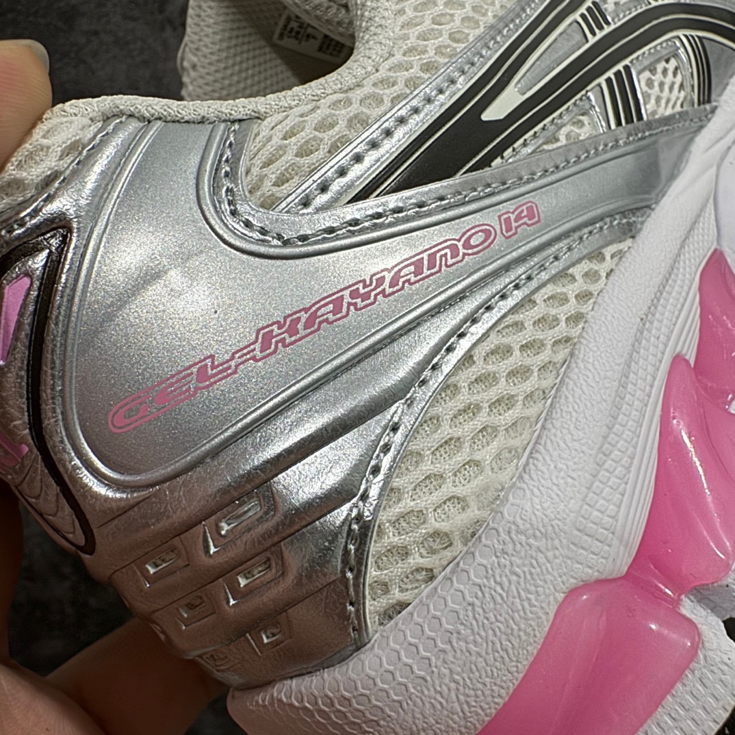 纯原版ASICSGEL-KAYANO14亚瑟士系列轻量缓震休闲运动跑步鞋银黑粉目前市场最优品质鞋型细节秒