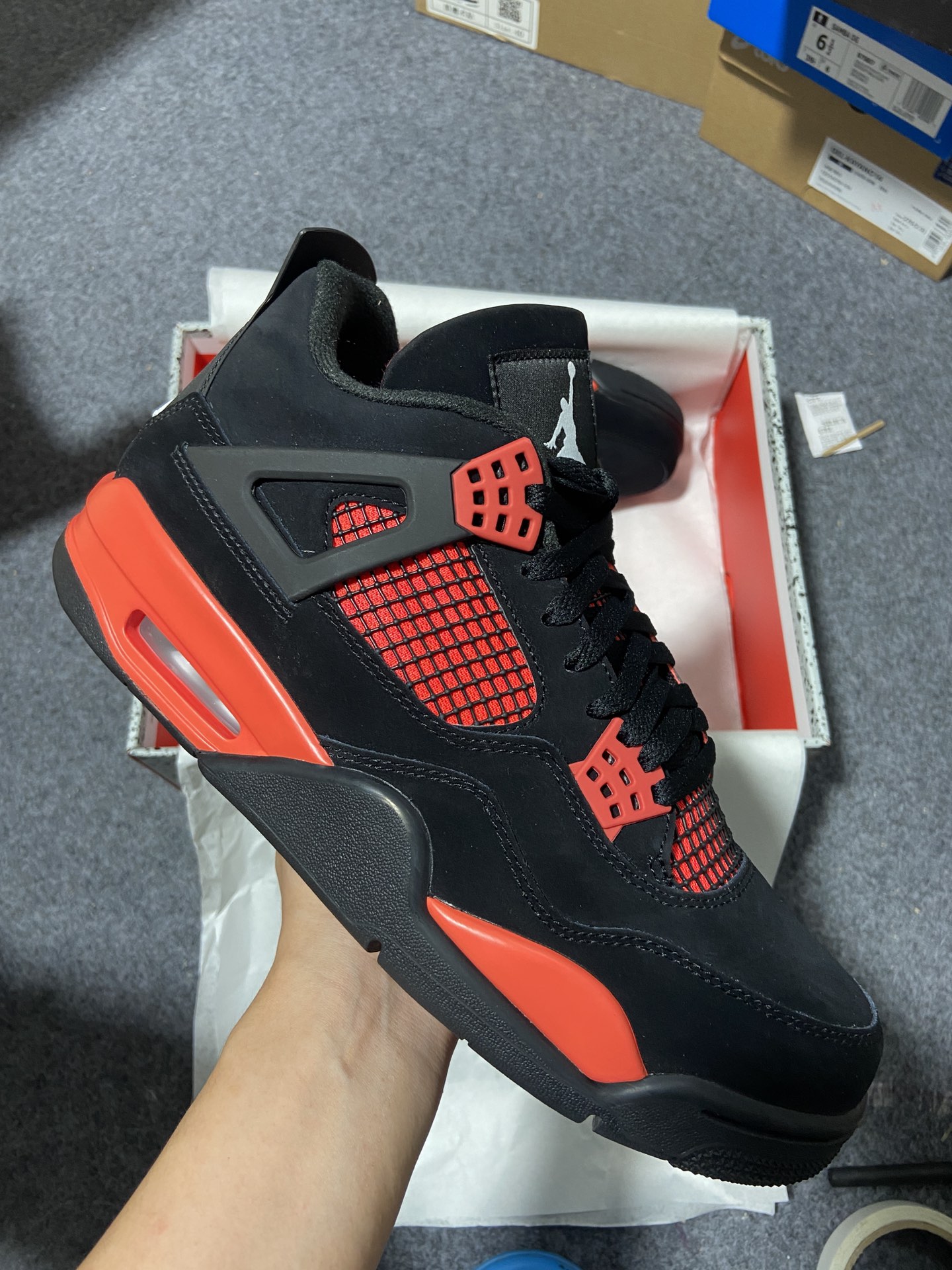 AJ4黑红尺码:40.5-48.5有45.5福利特价出品-AirJordan4AJ4黑红雷电休闲篮球鞋C