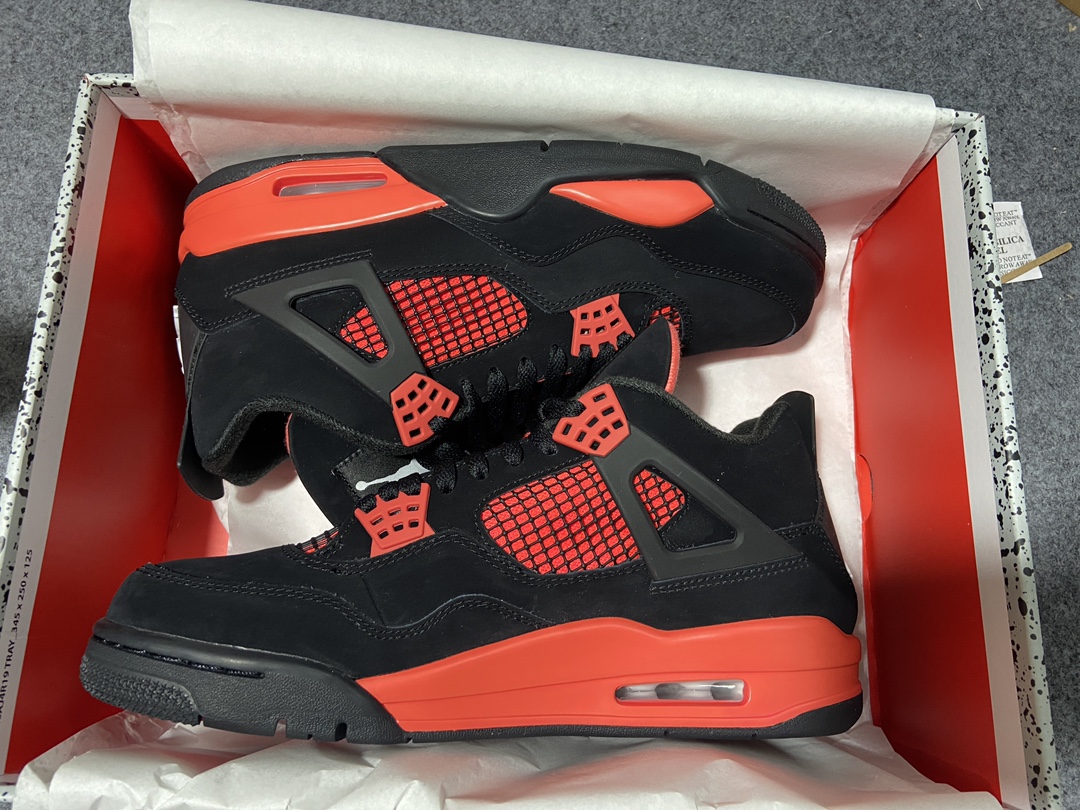 AJ4黑红尺码:40.5-48.5有45.5福利特价出品-AirJordan4AJ4黑红雷电休闲篮球鞋C