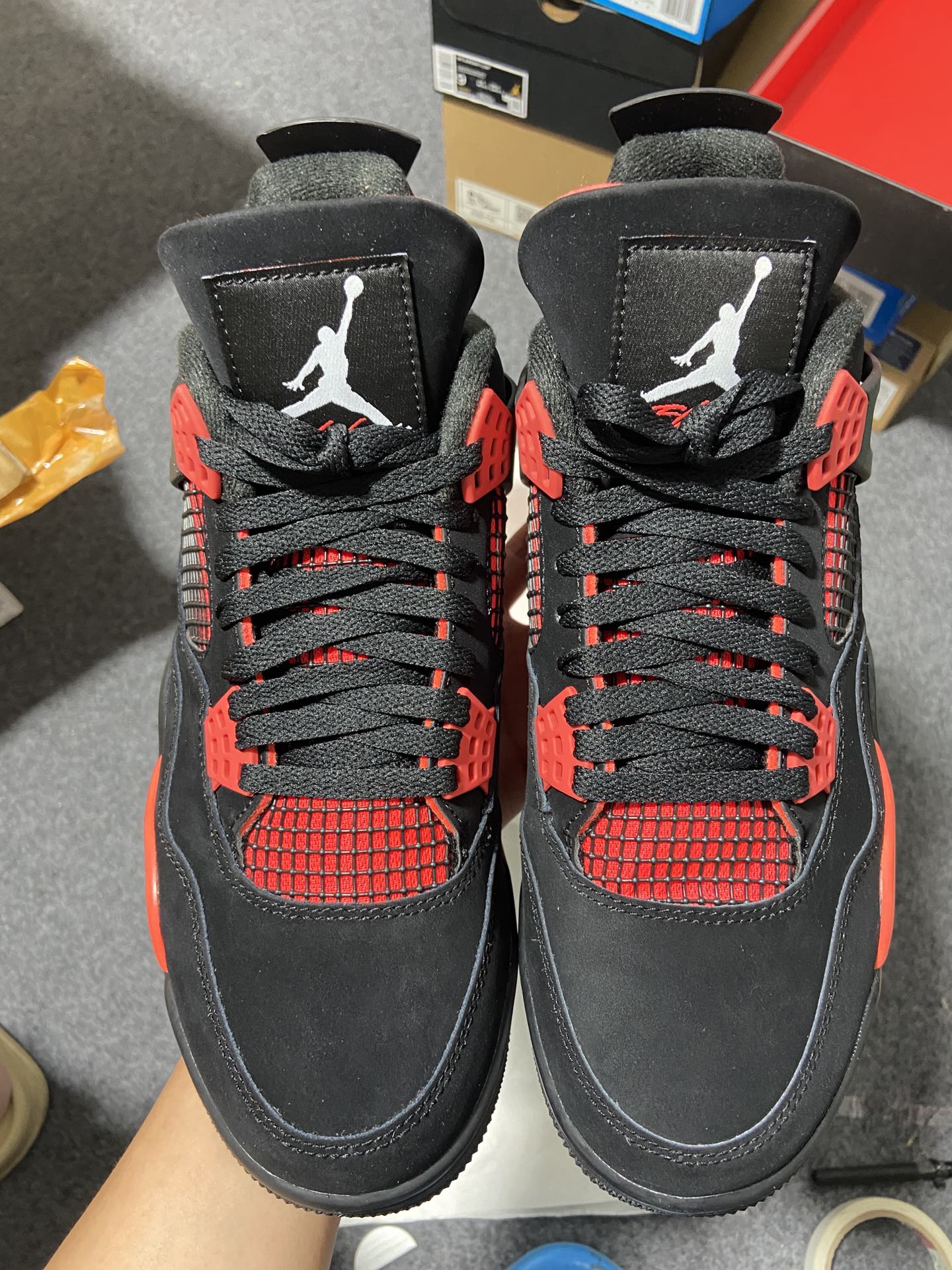 AJ4黑红尺码:40.5-48.5有45.5福利特价出品-AirJordan4AJ4黑红雷电休闲篮球鞋C