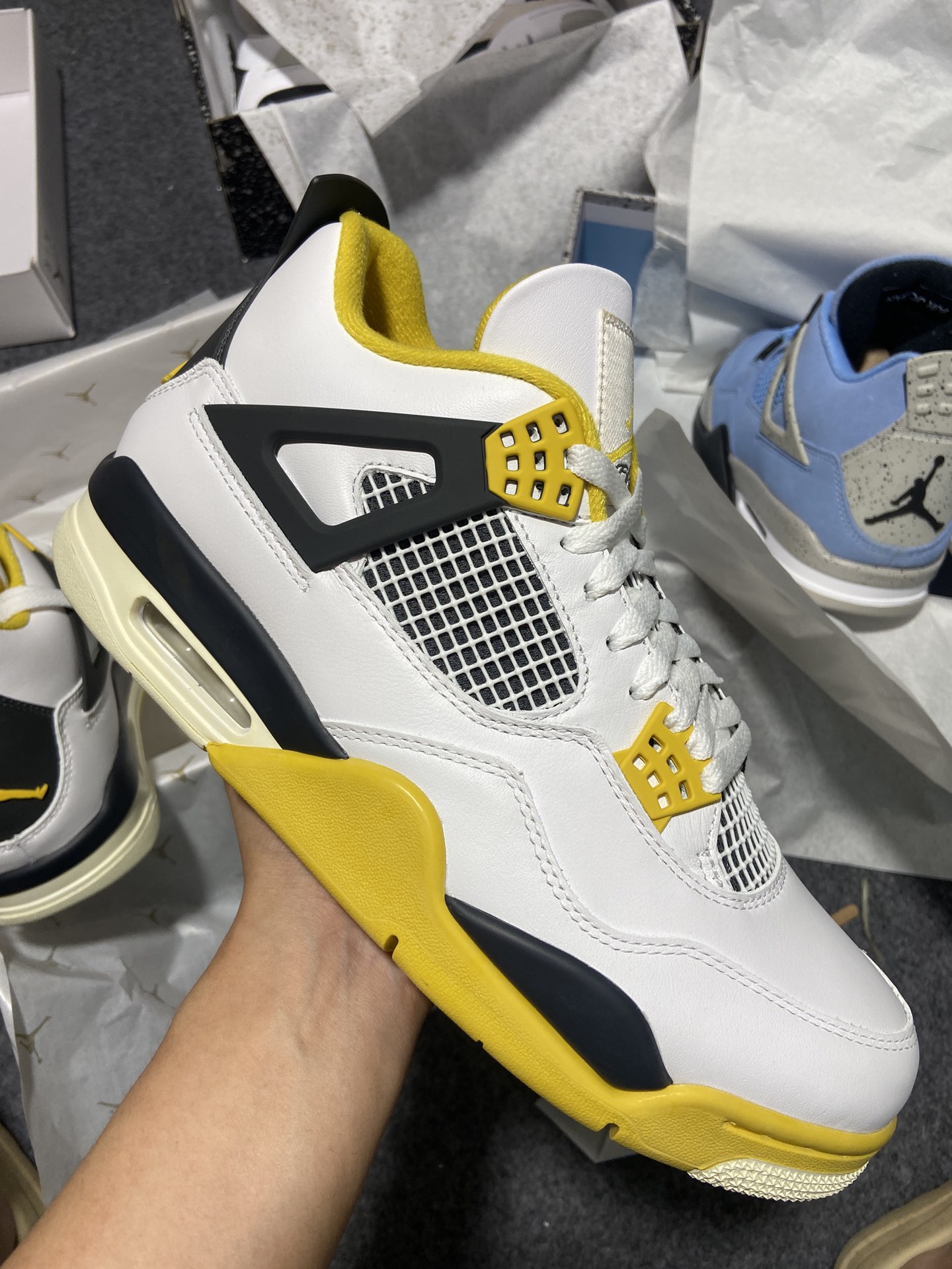 福利特价AJ4白黄尺码:36-48.5有45.5纯原-AirJordan4Retro白雷公白黄AQ912