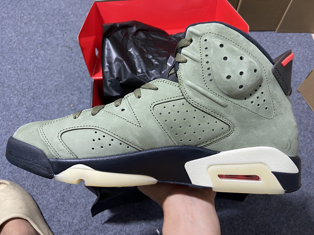 AJ6橄榄绿鞋码40-47.5纯原版出品-TravisScottxAirJordan6mediumoli