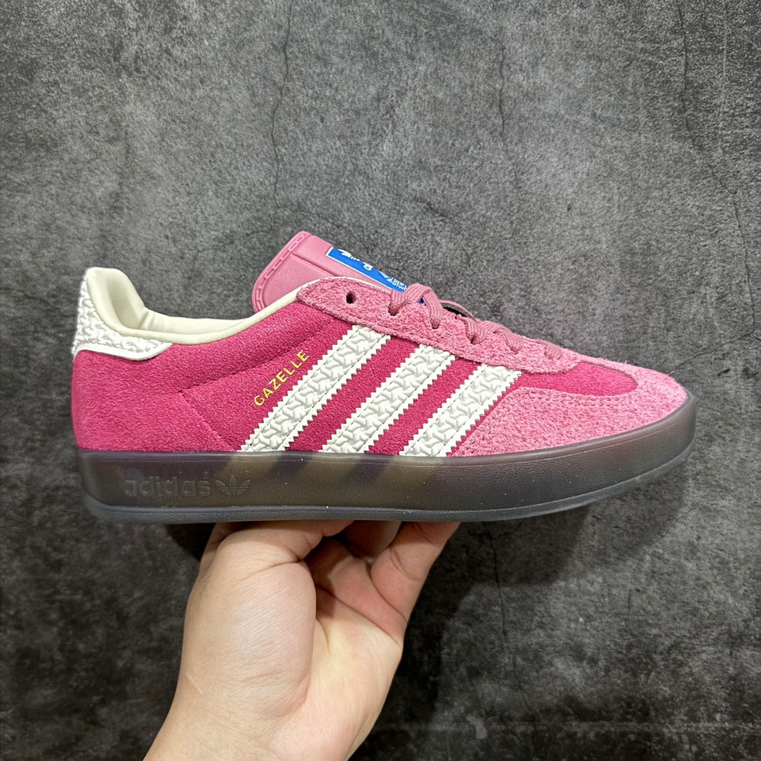 纯原版AdidasOriginalsGazelleIndoor防滑低帮T头德训鞋GZ复古系列粉红草莓熊I