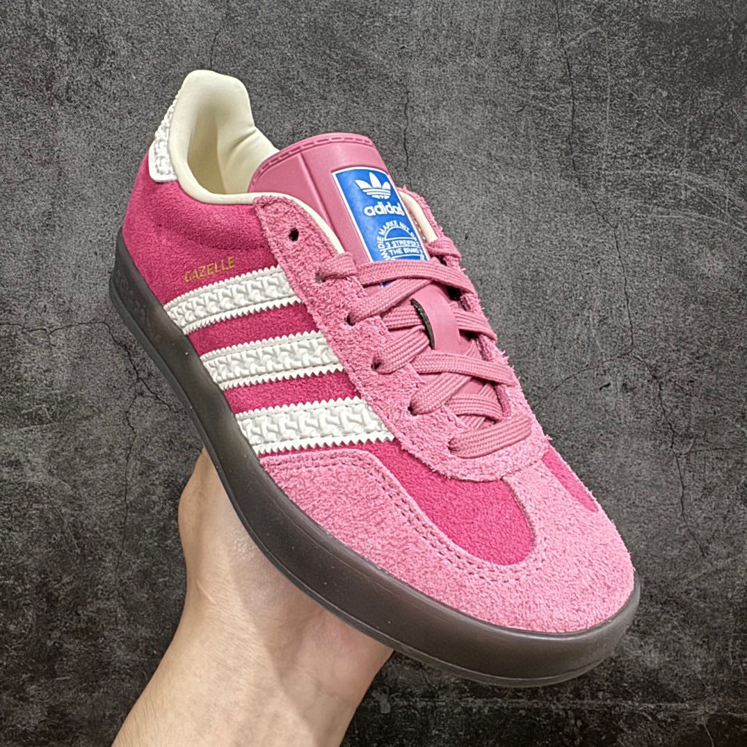 纯原版AdidasOriginalsGazelleIndoor防滑低帮T头德训鞋GZ复古系列粉红草莓熊I