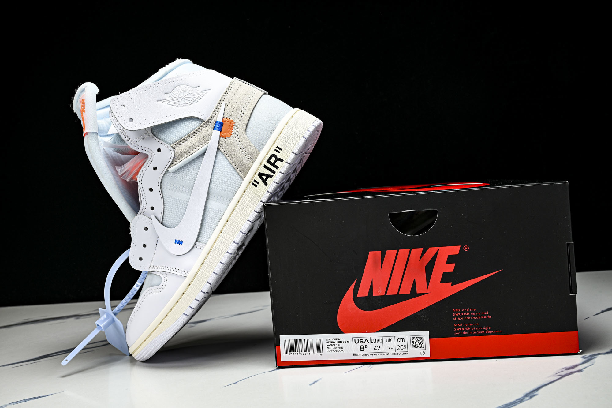 Off White x Air Jordan OW AJ1 乔1联名白 高帮篮球鞋 AA3834-100