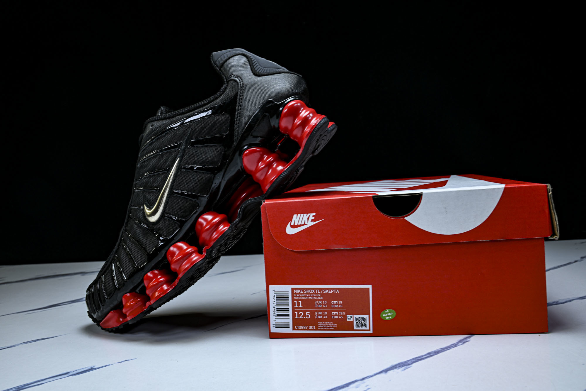 (T2.原厂)Nike SHOX TL耐克男子增高时尚款 缓震轻便透气跑步休闲鞋CI0987 001原版
