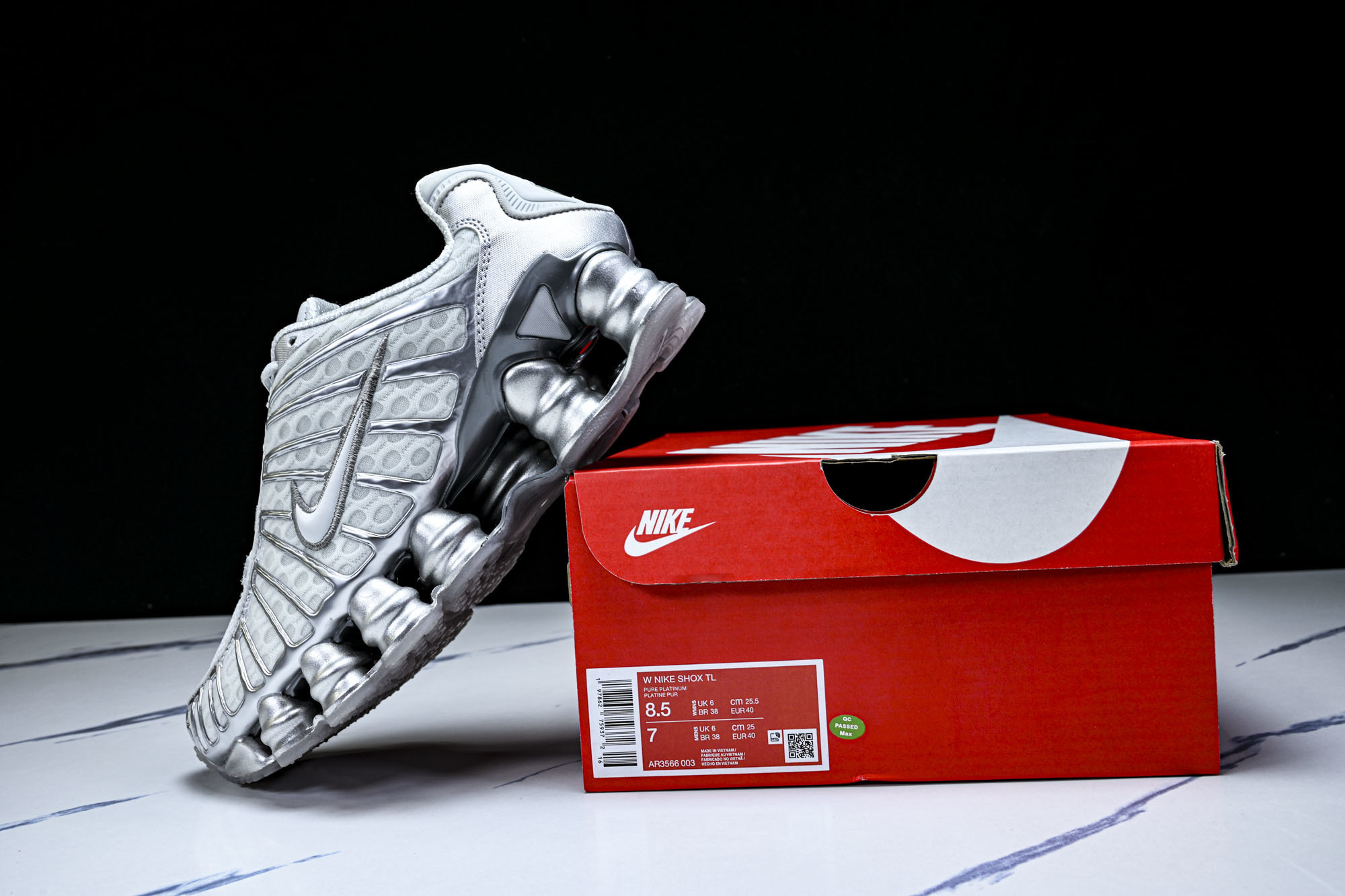 (T2.原厂)Nike SHOX TL耐克男子增高时尚款 缓震轻便透气跑步休闲鞋 AR3566 003Q