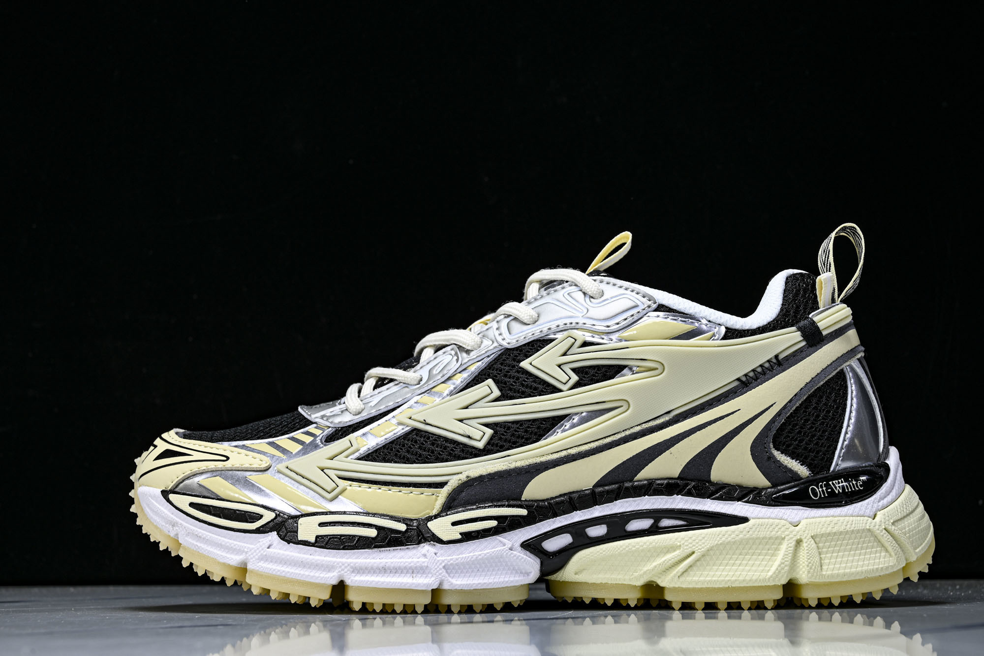 (PT.纯原)OFF WHITE 黑白三箭头登山厚底老爹鞋增高男女运动休闲鞋_CM_6#穿上off--W