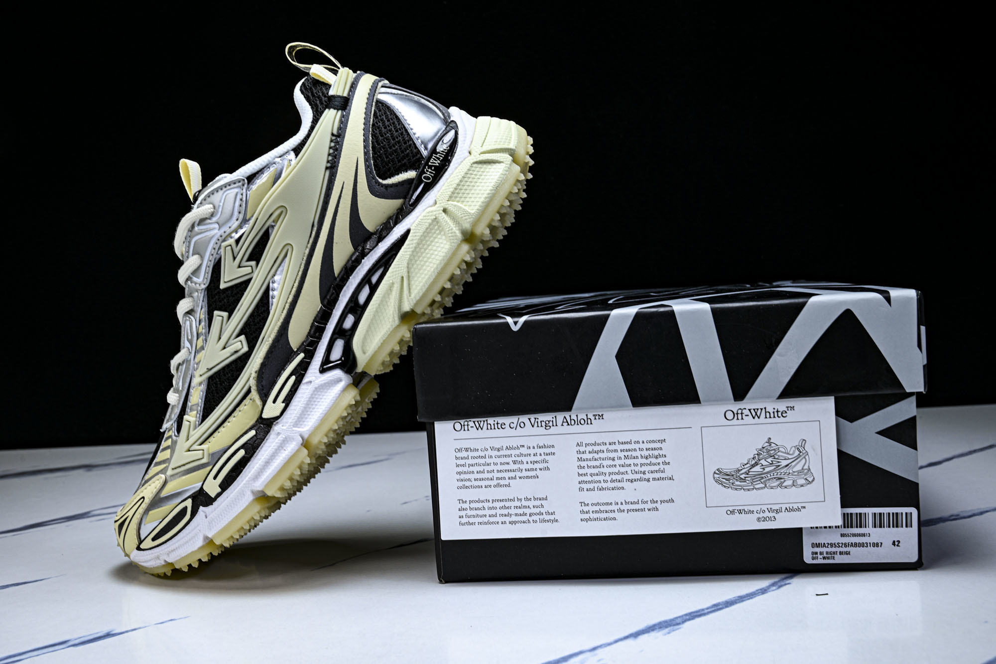 (PT.纯原)OFF WHITE 黑白三箭头登山厚底老爹鞋增高男女运动休闲鞋_CM_6#穿上off--W