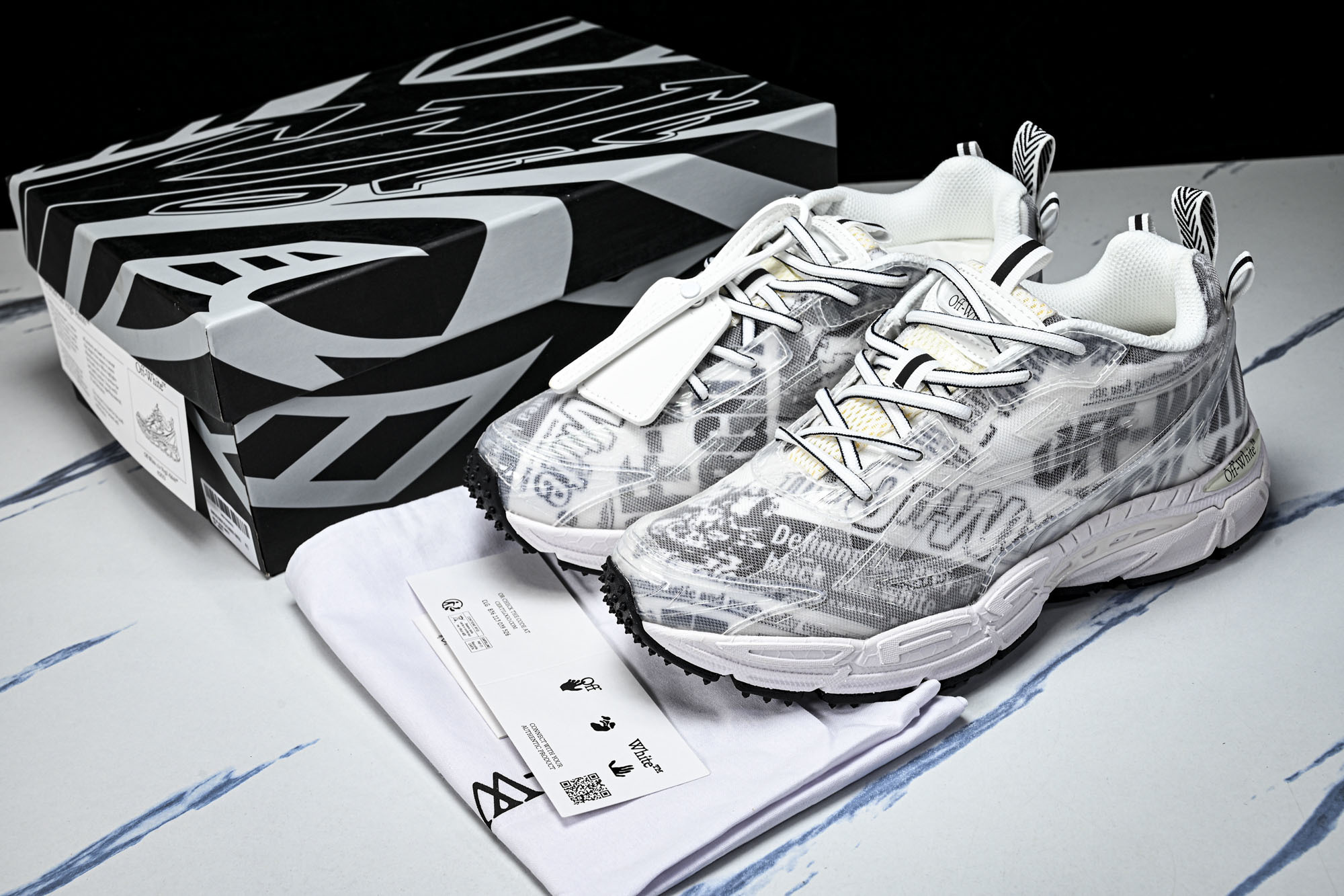 (PT.纯原)OFF WHITE 黑白三箭头登山厚底老爹鞋增高男女运动休闲鞋_CM_5#穿上off--W