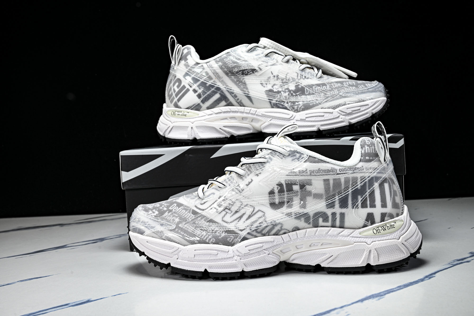 (PT.纯原)OFF WHITE 黑白三箭头登山厚底老爹鞋增高男女运动休闲鞋_CM_5#穿上off--W