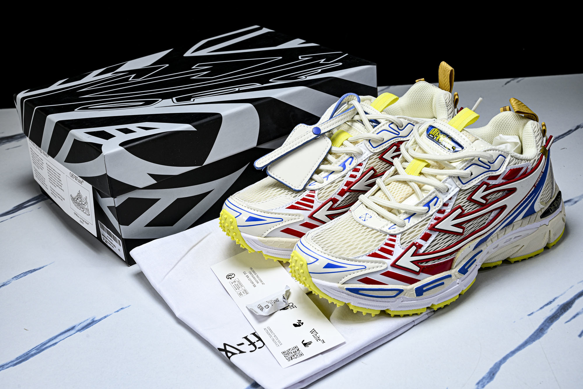 (PT.纯原)OFF WHITE 黑白三箭头登山厚底老爹鞋增高男女运动休闲鞋_CM_3#穿上off--W