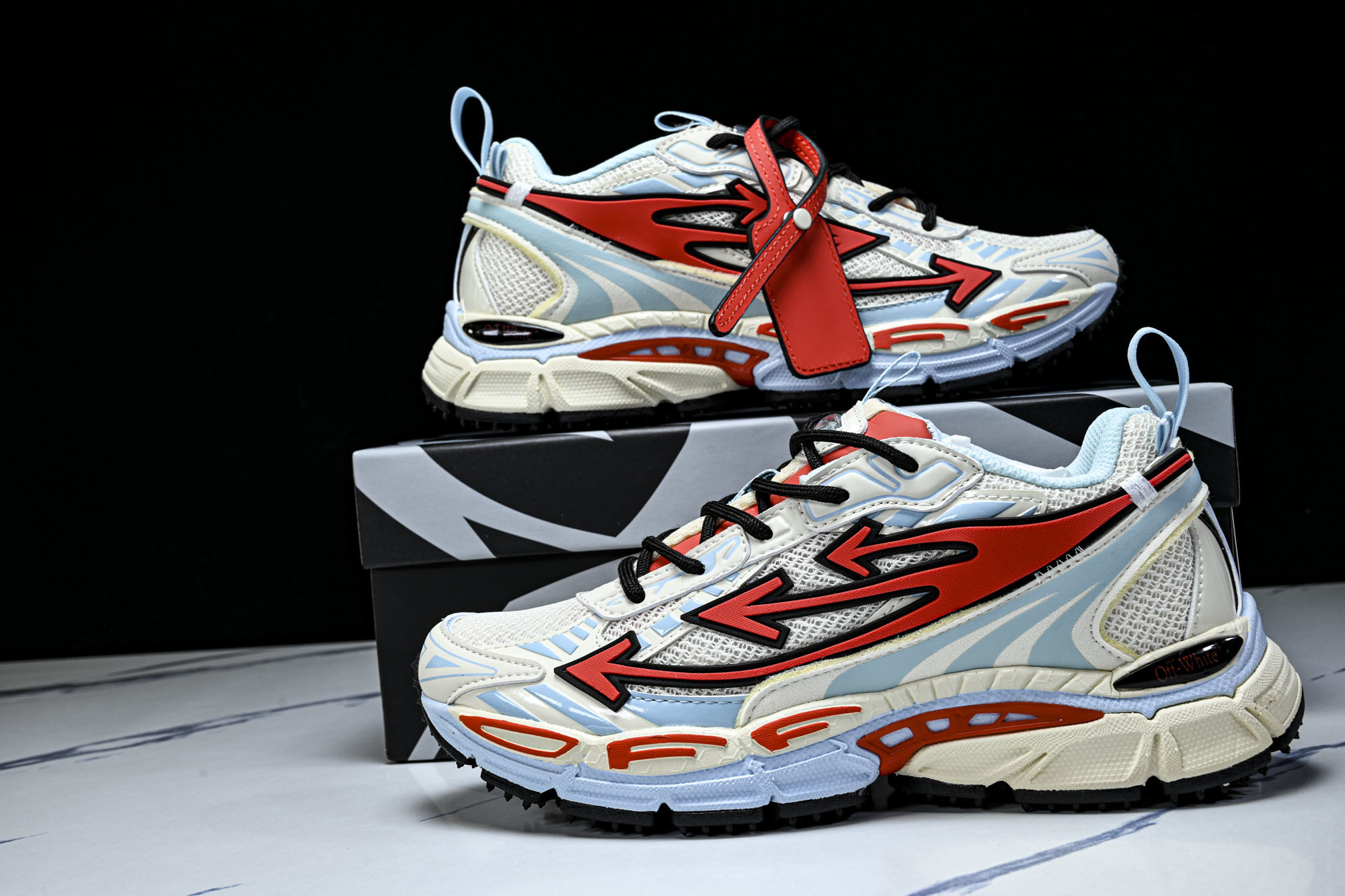 (PT.纯原)OFF WHITE 黑白三箭头登山厚底老爹鞋增高男女运动休闲鞋_CM_2#穿上off--W