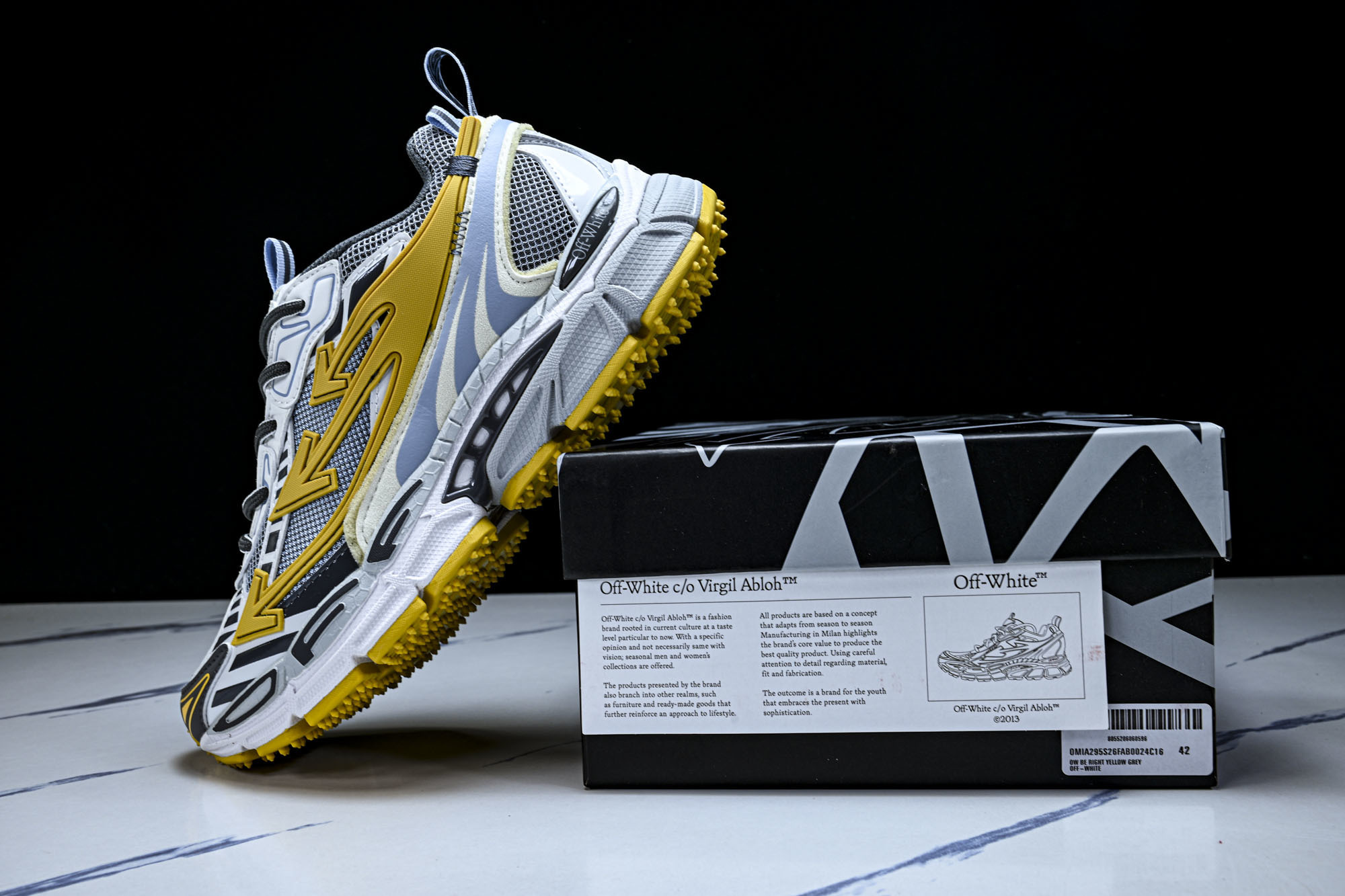 (PT.纯原)OFF WHITE 黑白三箭头登山厚底老爹鞋增高男女运动休闲鞋_CM_1#穿上off--W