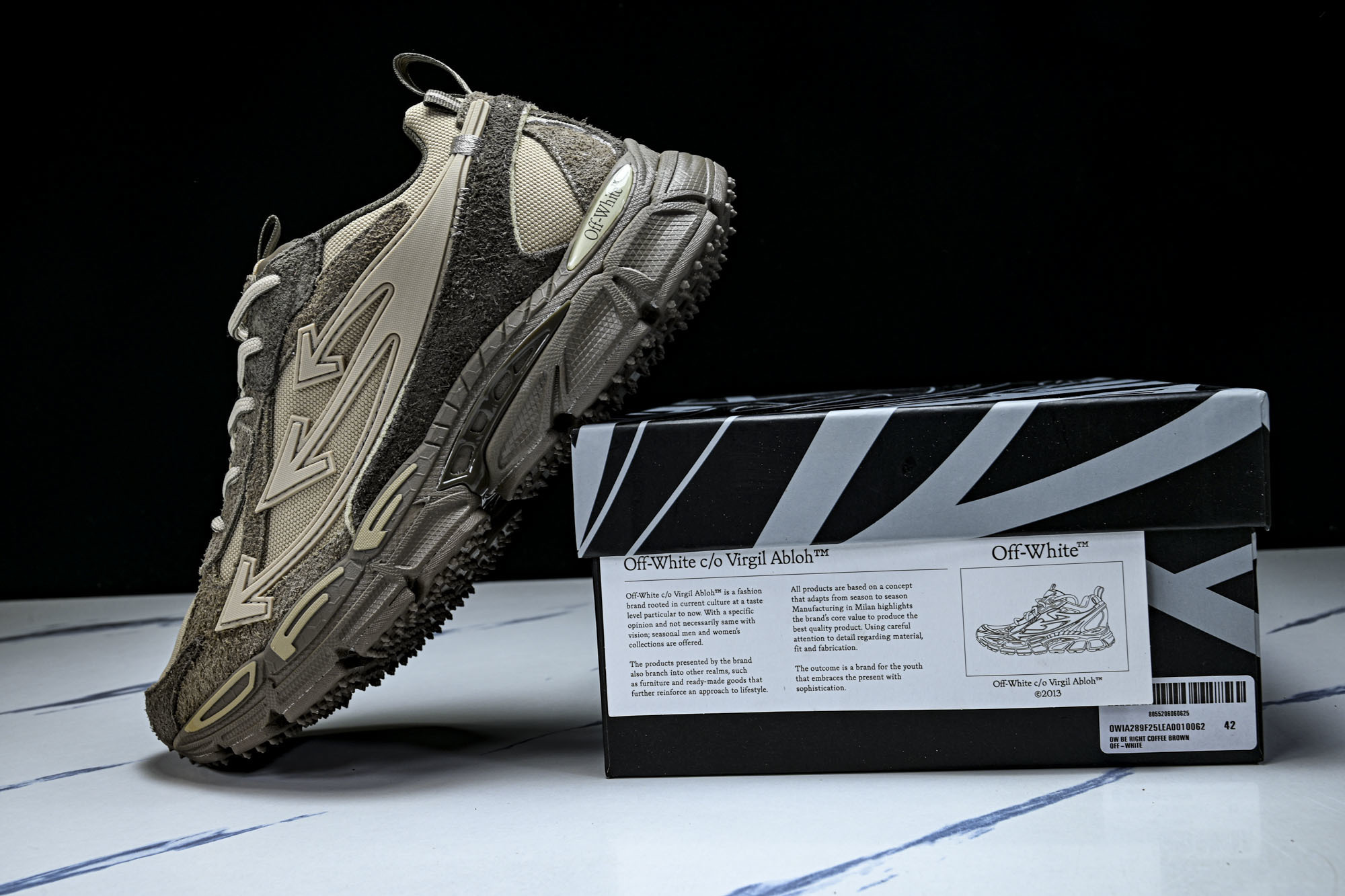 (PT.纯原)OFF WHITE 黑白三箭头登山厚底老爹鞋增高男女运动休闲鞋#穿上off--White 