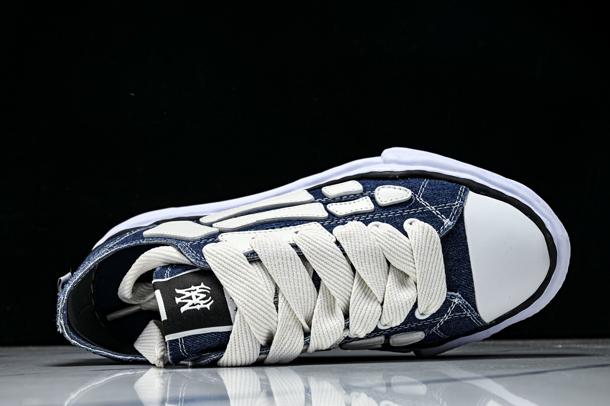 AMIRI x MIHARA YASUHIRO 联名款黑白骨头帆布鞋溶解鞋_CM_1广奢高端货 Mais