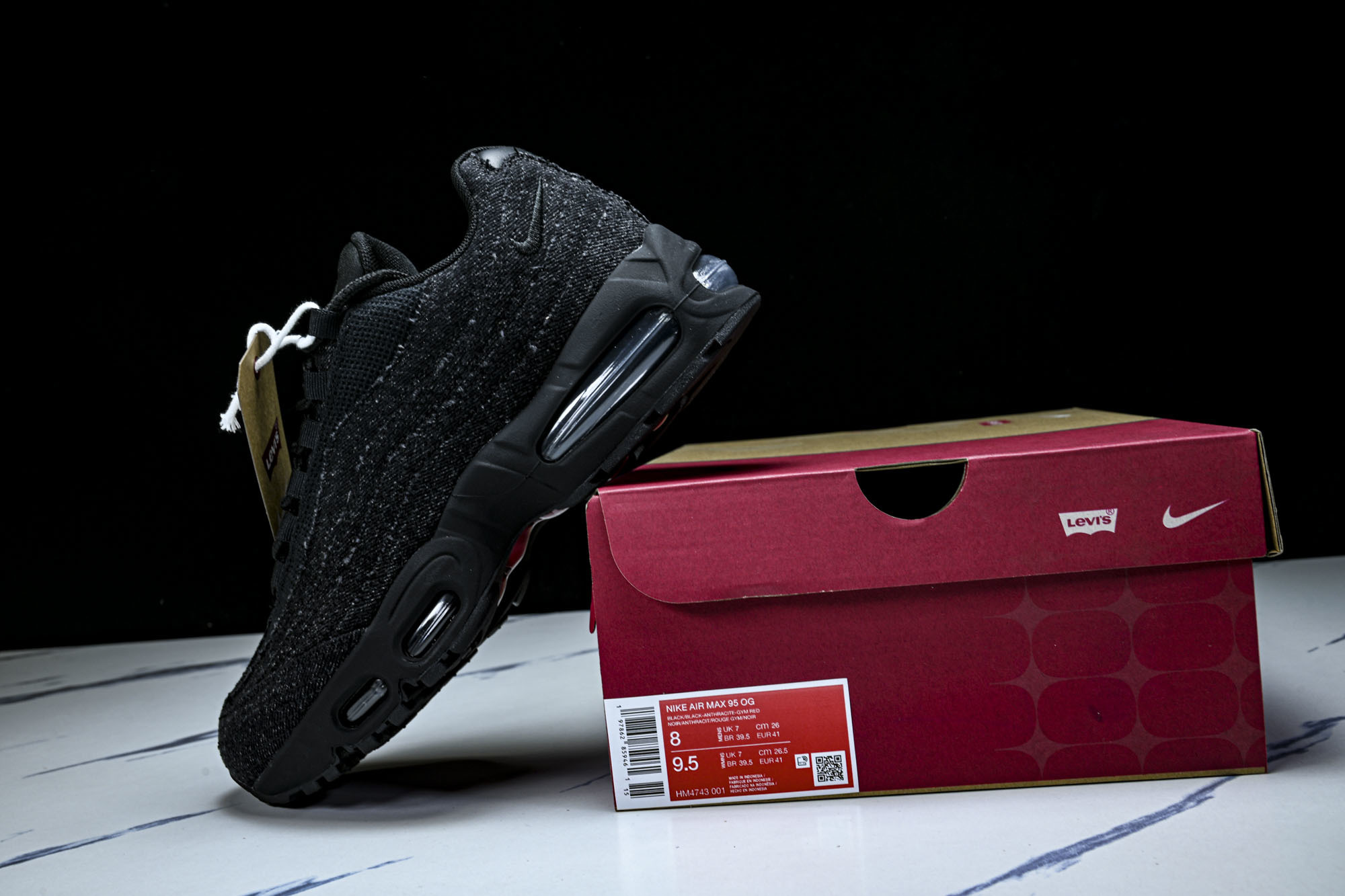 (KZ.2.0原装)Levi's x NK Air Max 95 舒适耐磨 低帮跑步鞋 男女同款 李维斯