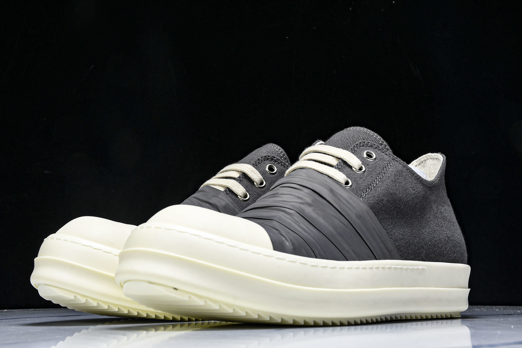 纯原莞产 Rick Owens DRKSHDW Hustler 系带拼接 深灰色#YZ021-136 3