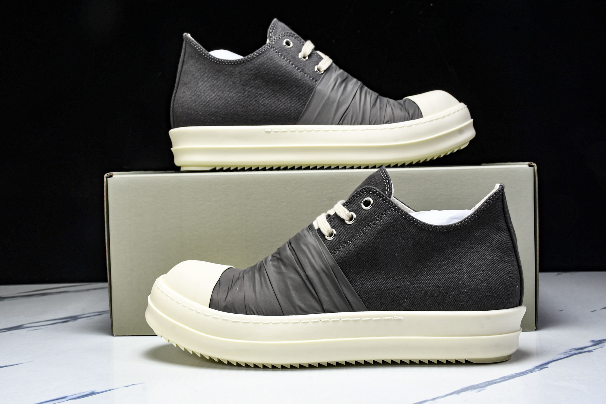 纯原莞产 Rick Owens DRKSHDW Hustler 系带拼接 深灰色#YZ021-136 3