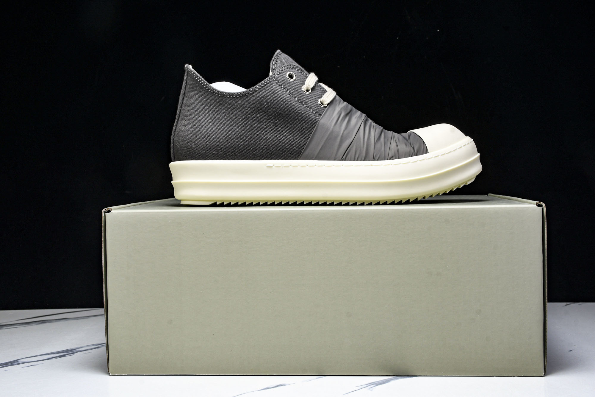 纯原莞产 Rick Owens DRKSHDW Hustler 系带拼接 深灰色#YZ021-136 3