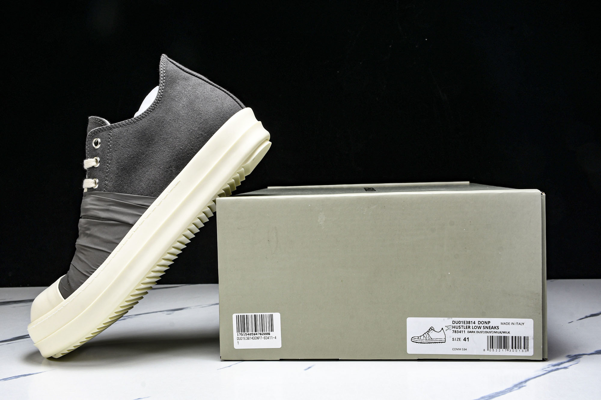 纯原莞产 Rick Owens DRKSHDW Hustler 系带拼接 深灰色#YZ021-136 3