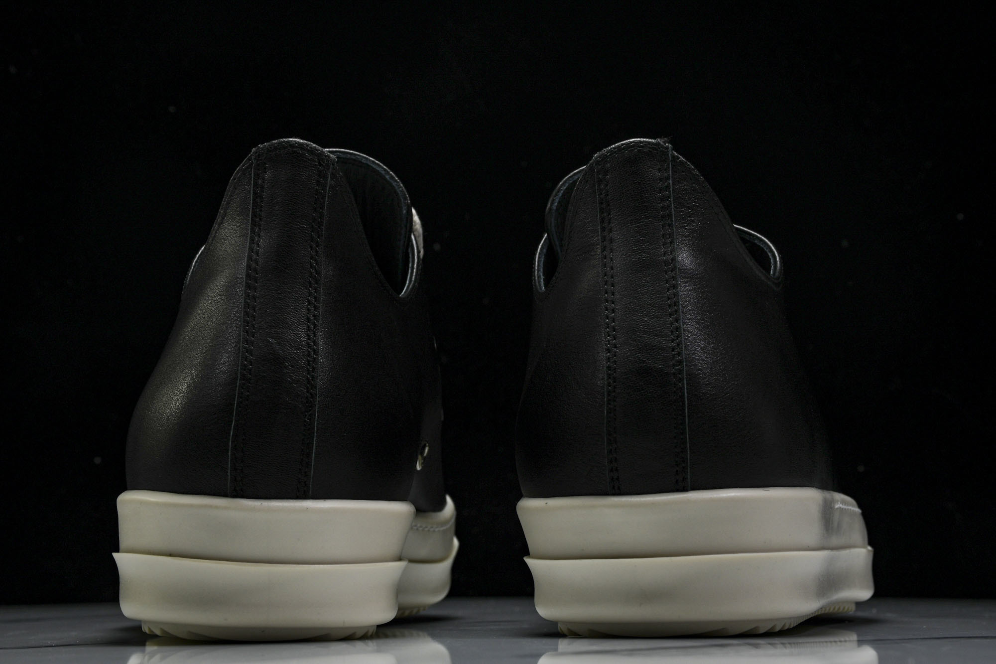 纯原莞产 RICK OWENS 瑞克 欧文斯 24春夏男士LIDO全粒面小牛皮复古运动鞋 粗细带黑色 S