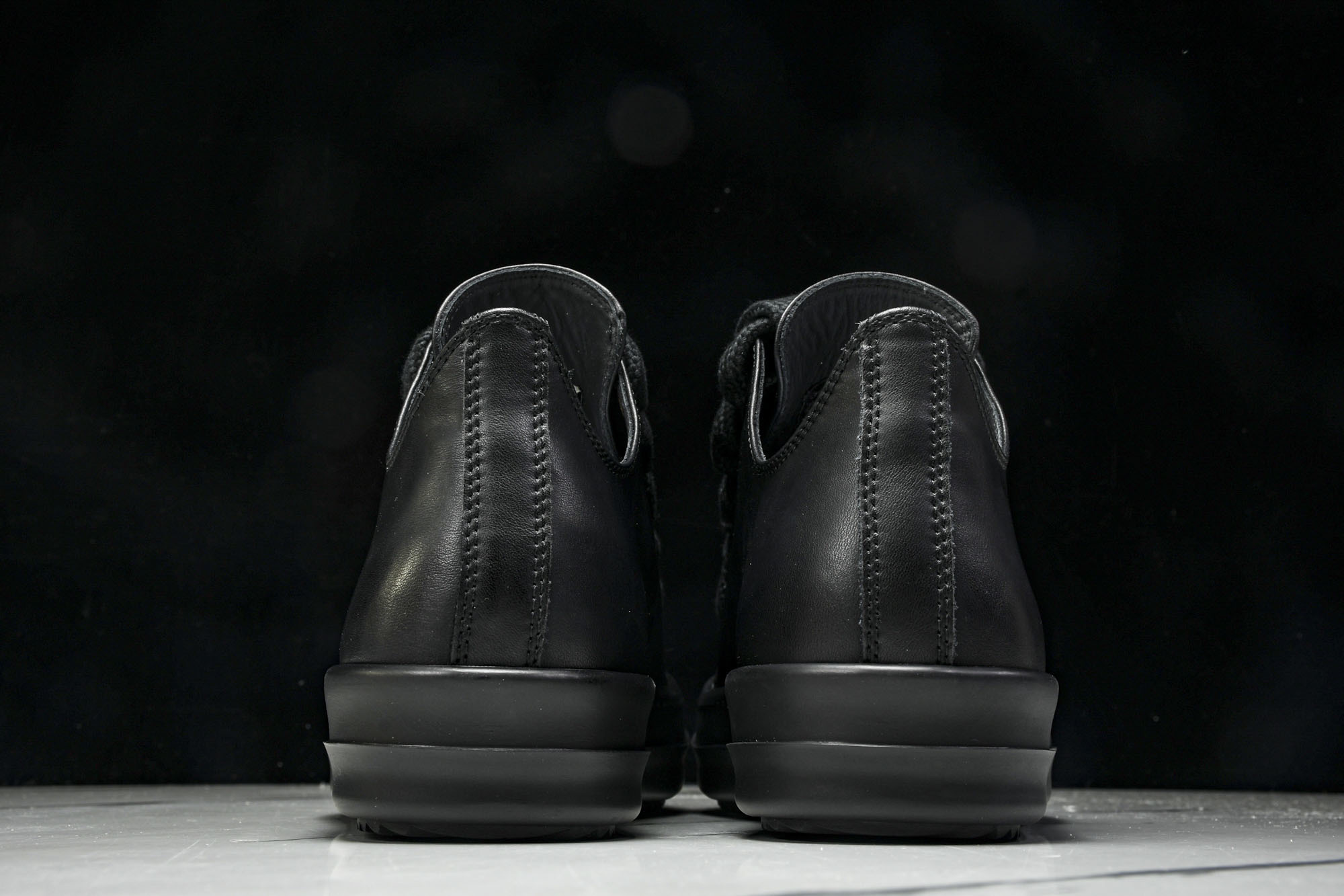 纯原莞产 RICK OWENS RO 黑皮 宽鞋带#YZ021-136 37 38 39 40 41 4