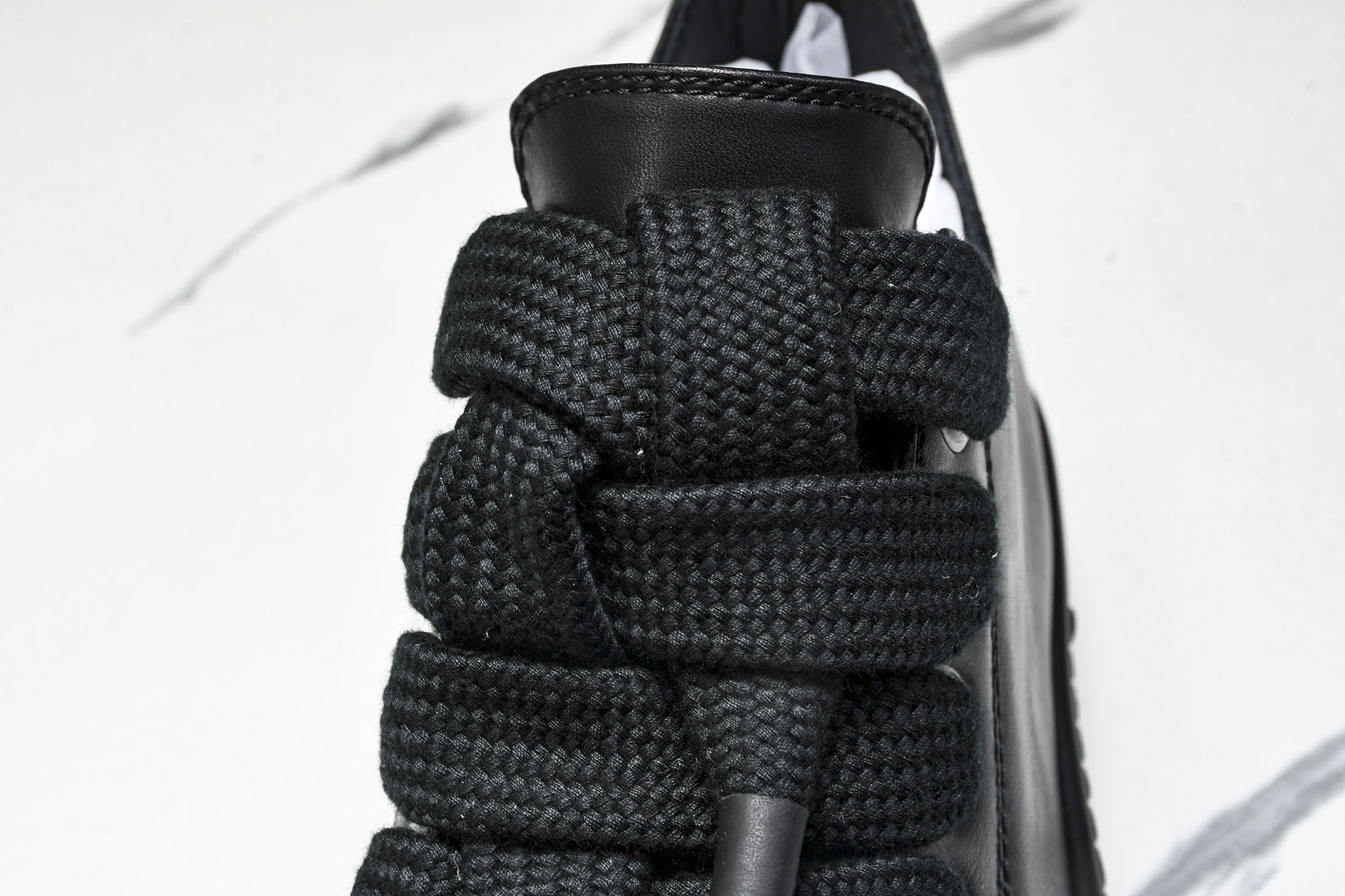 纯原莞产 RICK OWENS RO 黑皮 宽鞋带#YZ021-136 37 38 39 40 41 4