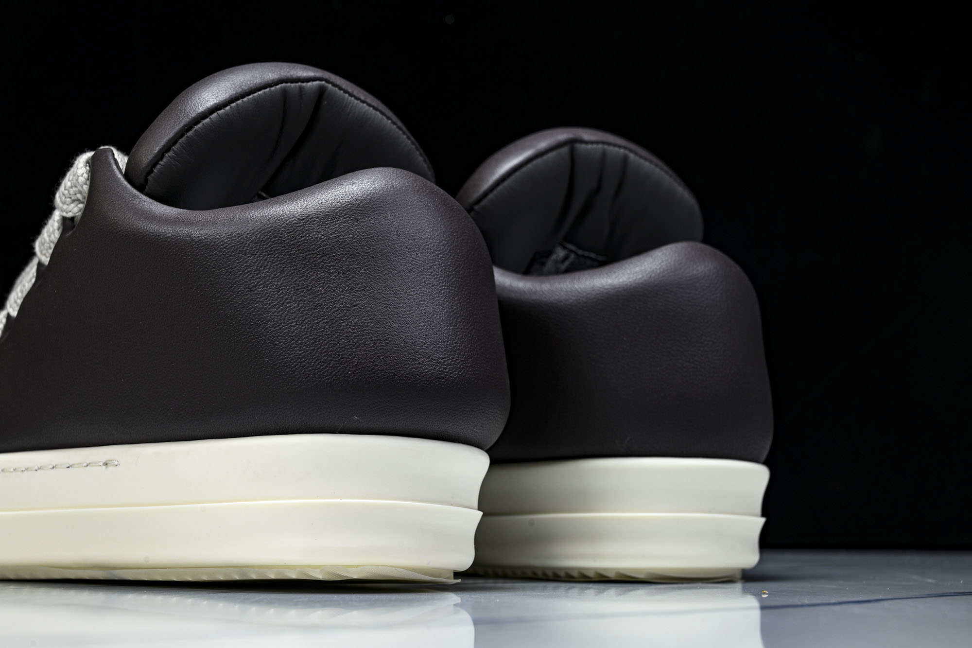 纯原莞产 RICK OWENS 男女士 羊皮棕色面包鞋奶白系带低帮运动鞋RU02C7893 LLPW2#