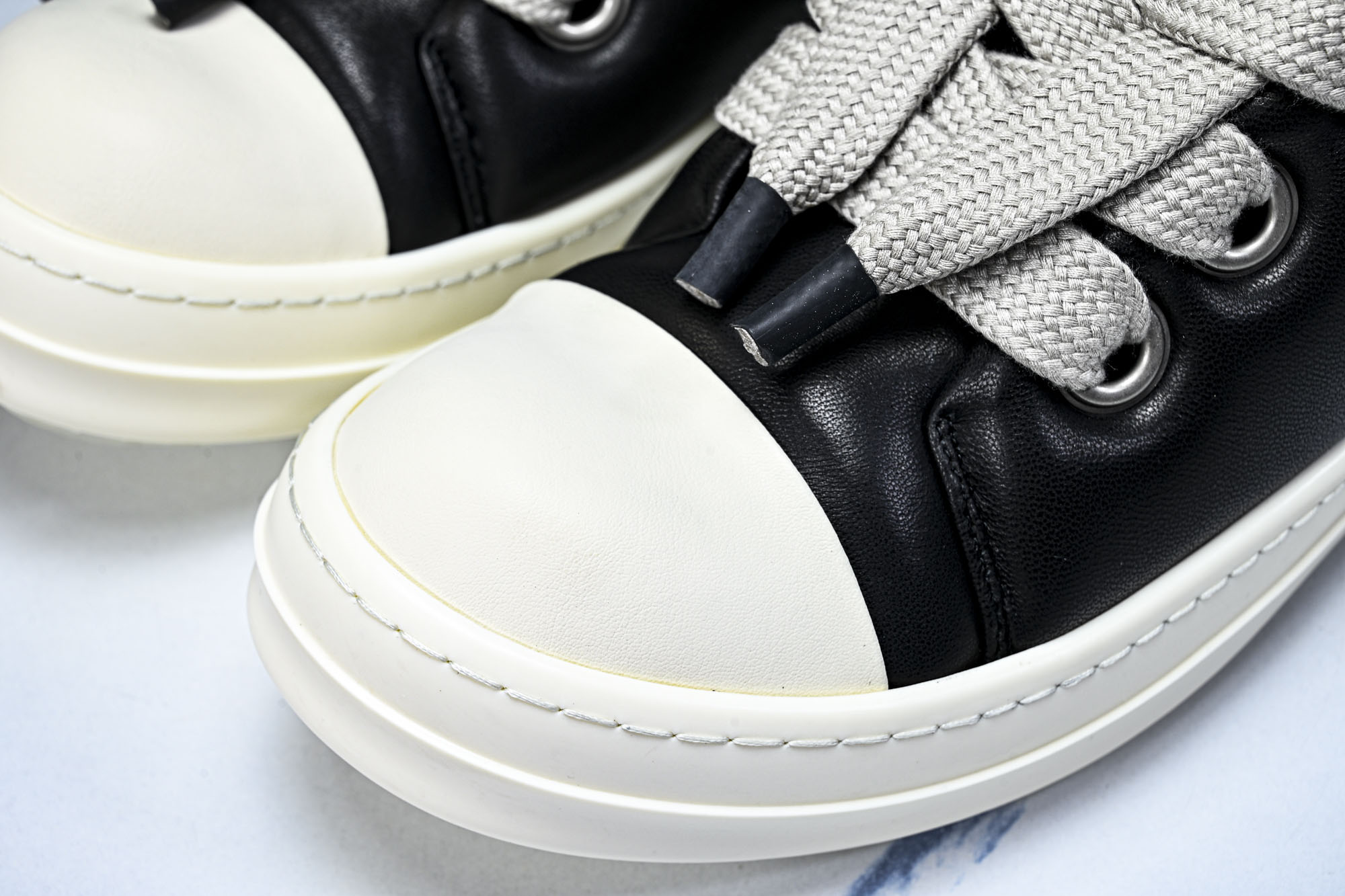 纯原莞产 RICK OWENS 男女士 羊皮面包鞋奶白系带低帮运动鞋RU02C7893 LLPW2#YZ