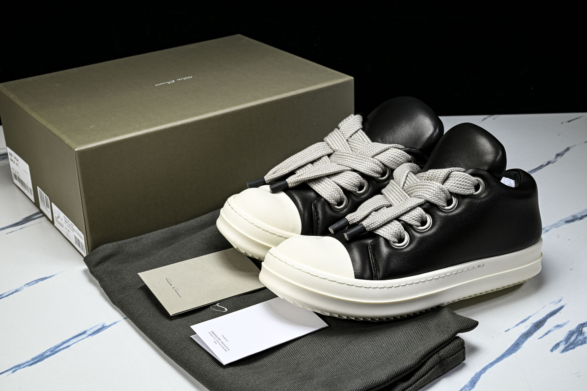 纯原莞产 RICK OWENS 男女士 羊皮面包鞋奶白系带低帮运动鞋RU02C7893 LLPW2#YZ