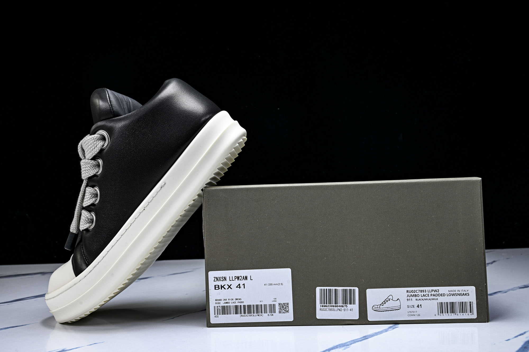 纯原莞产 RICK OWENS 男女士 羊皮面包鞋奶白系带低帮运动鞋RU02C7893 LLPW2#YZ