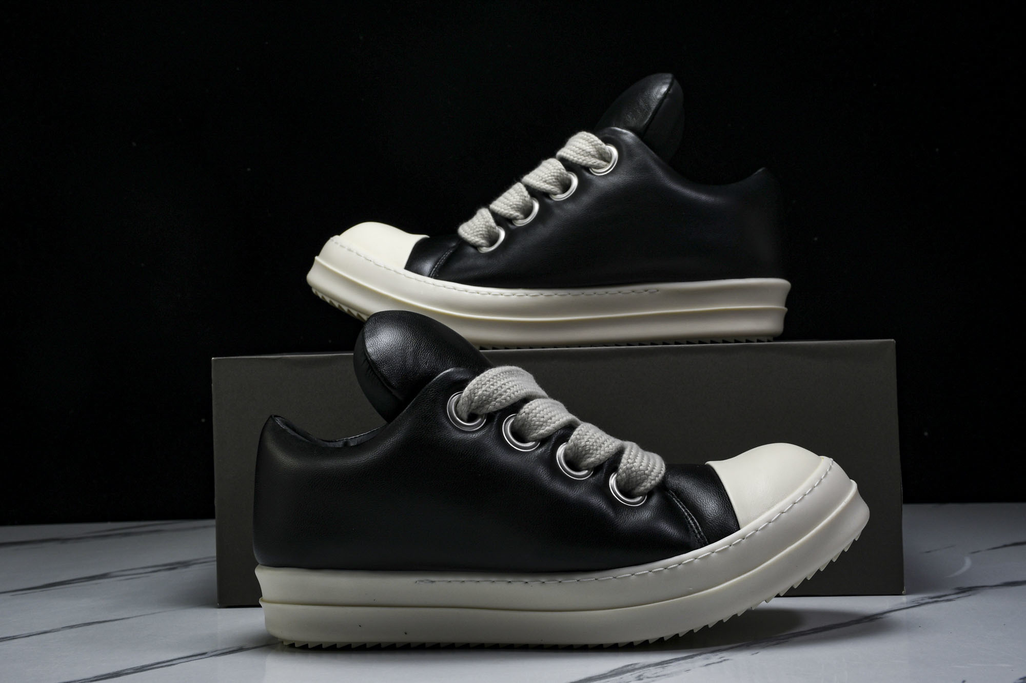 纯原莞产 RICK OWENS 瑞克 欧文斯 24春夏男士LIDO全粒面小牛皮复古运动鞋 胖丁侵权 SI