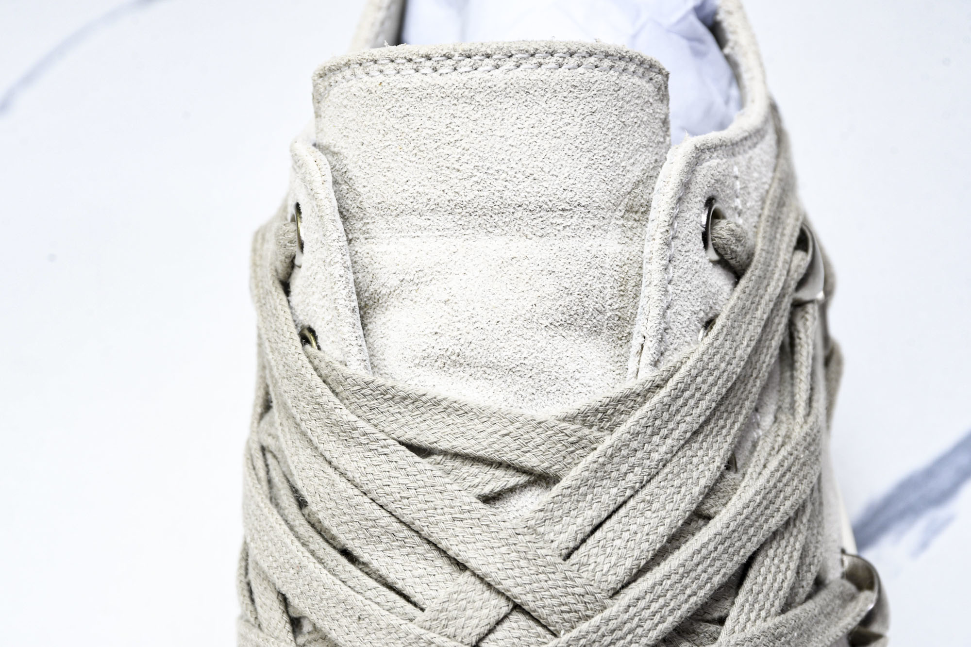 纯原莞产 RICK OWENS RO Megalace 小羊皮 圆头系带 低帮 板鞋  灰色#YZ021