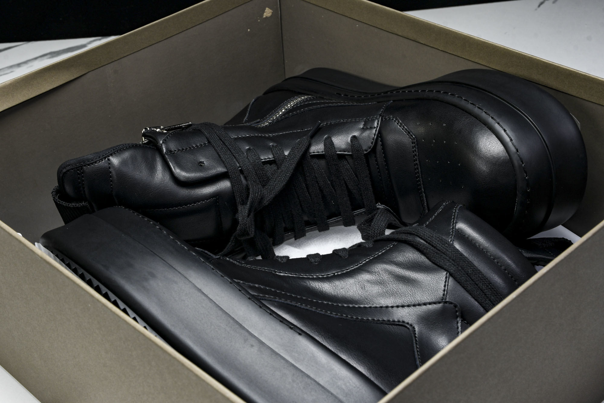 纯原莞产 RICK OWENS RO 厚底 全黑#YZ021-136 37 38 39 40 41 42