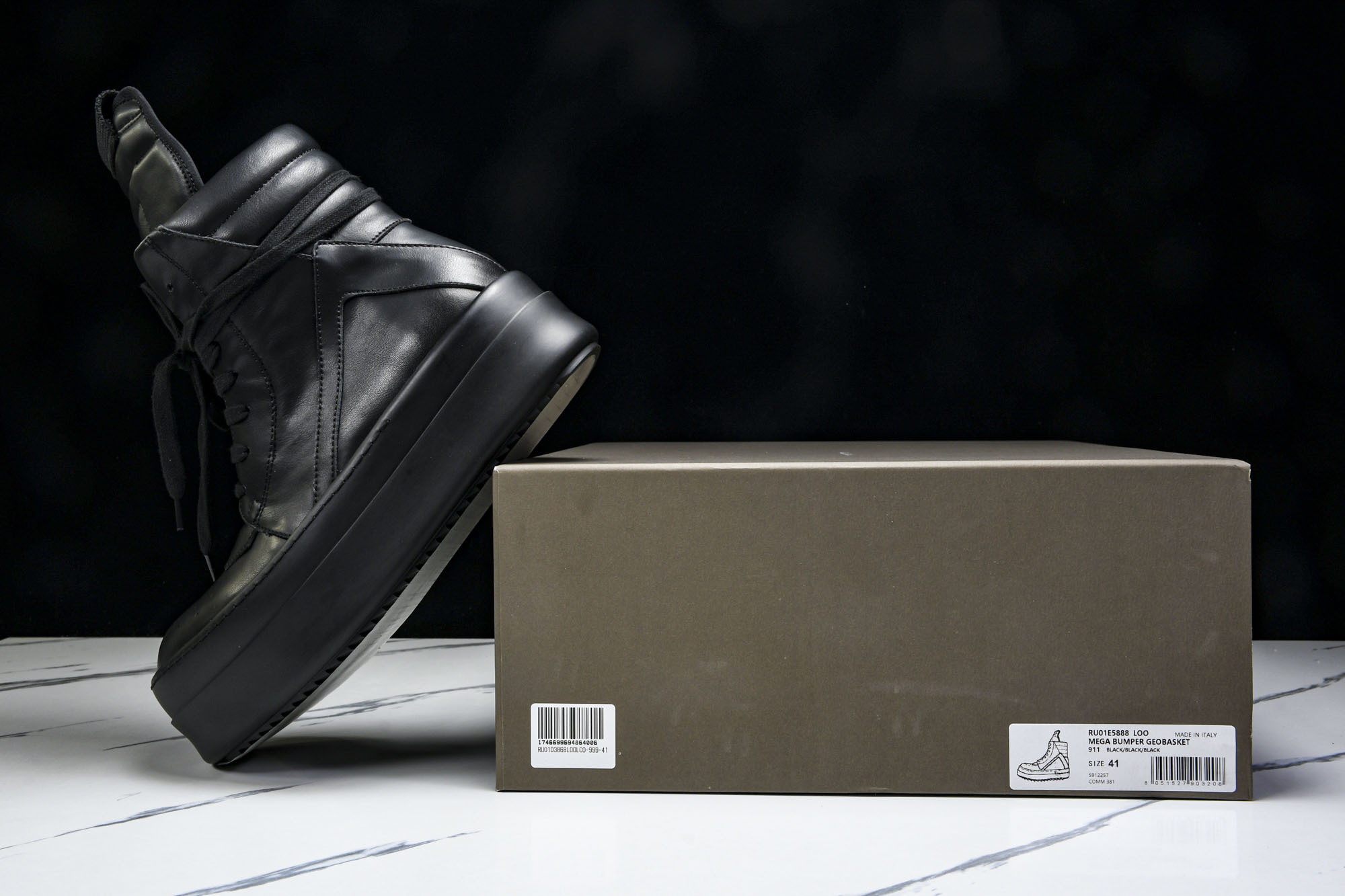 纯原莞产 RICK OWENS RO 厚底 全黑#YZ021-136 37 38 39 40 41 42