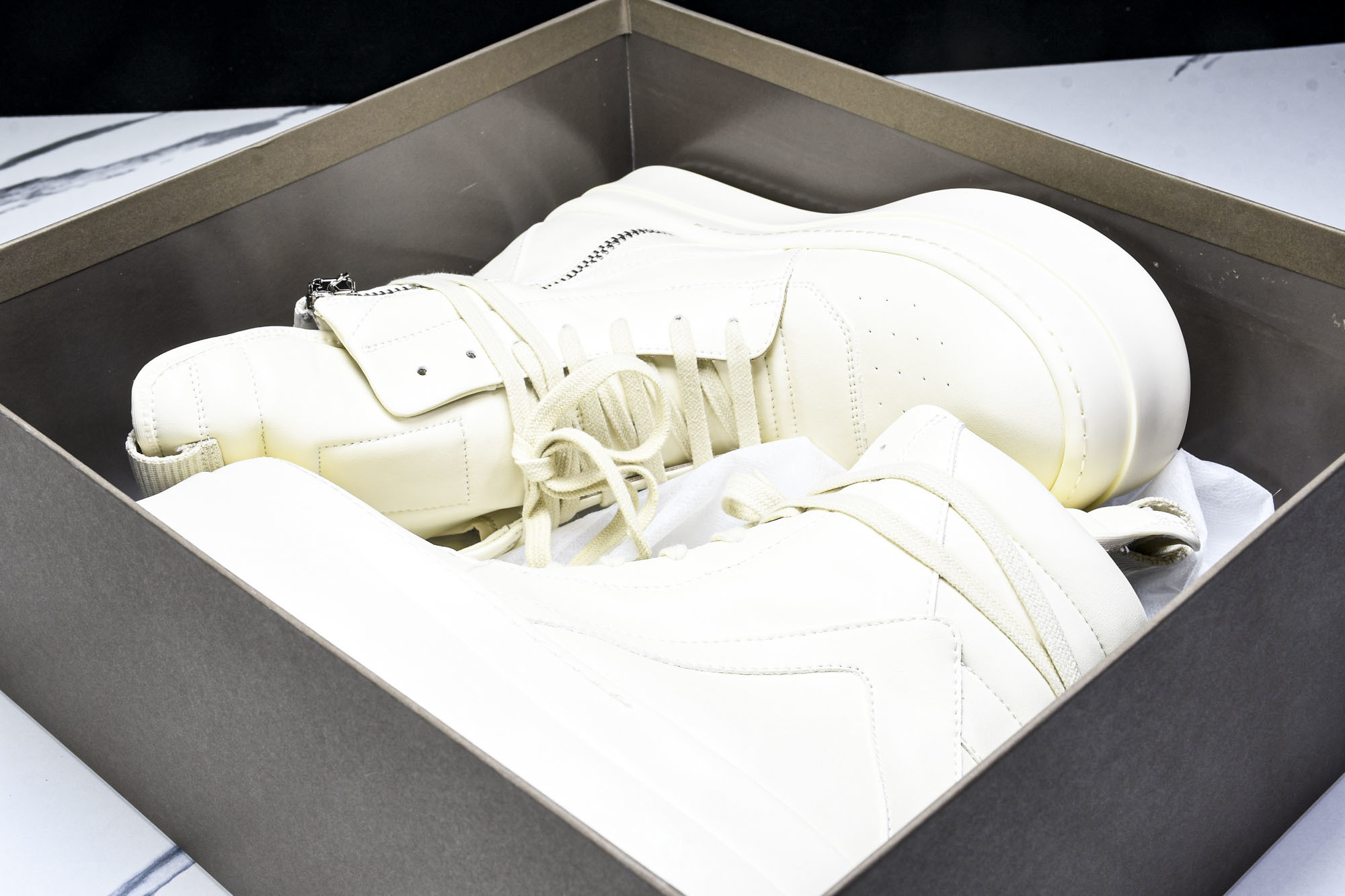 纯原莞产 RICK OWENS RO 厚底 米白色#YZ021-136 37 38 39 40 41 4