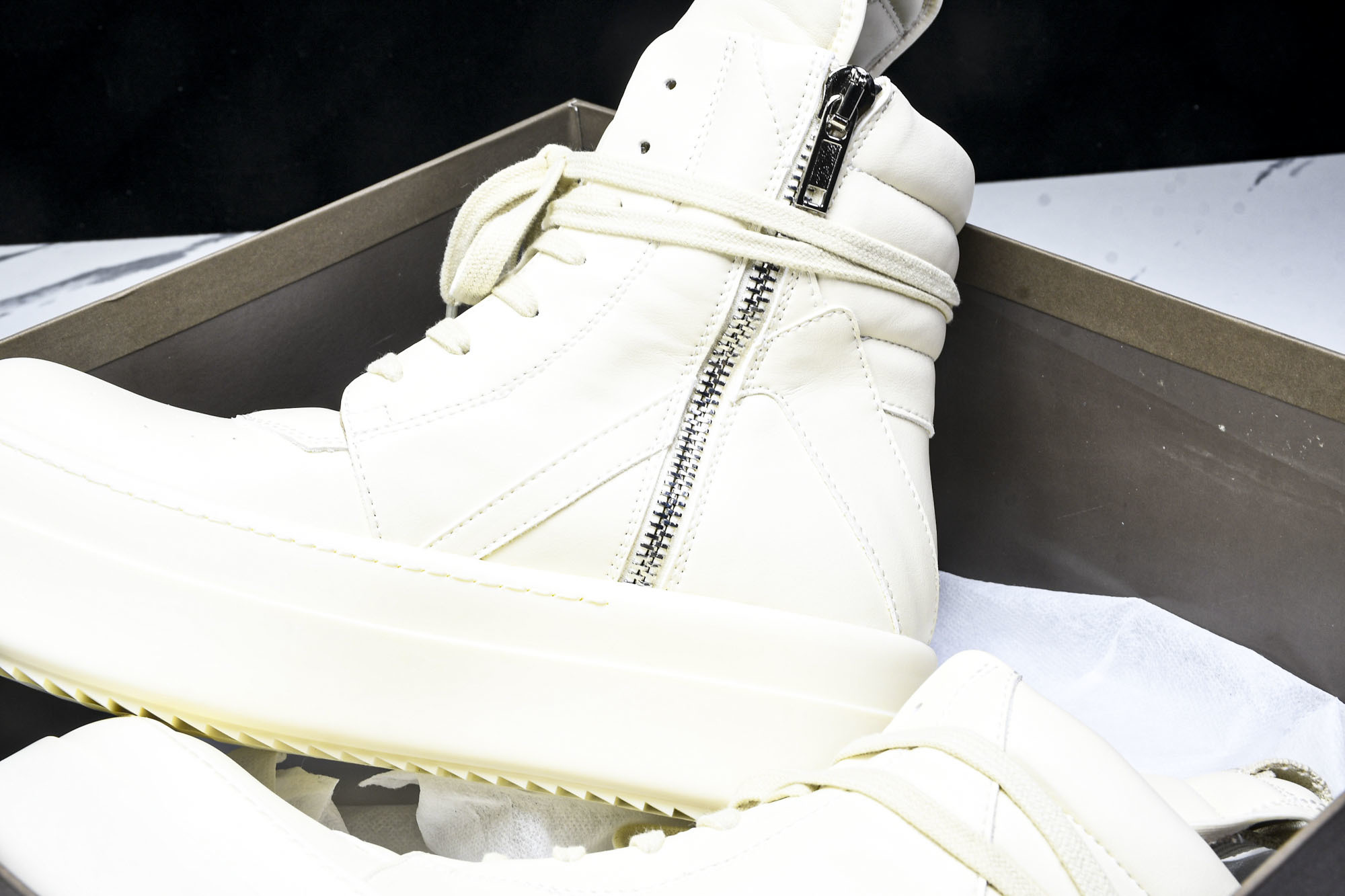 纯原莞产 RICK OWENS RO 厚底 米白色#YZ021-136 37 38 39 40 41 4